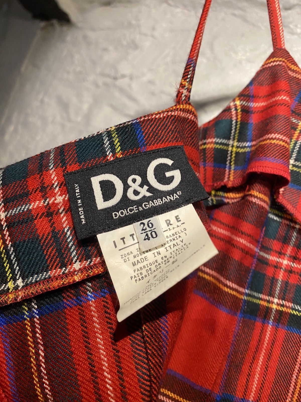 Dolce & Gabbana D&G Red Plaid wool dress with gold details Size S / US 4 / IT 40 - 4 Thumbnail