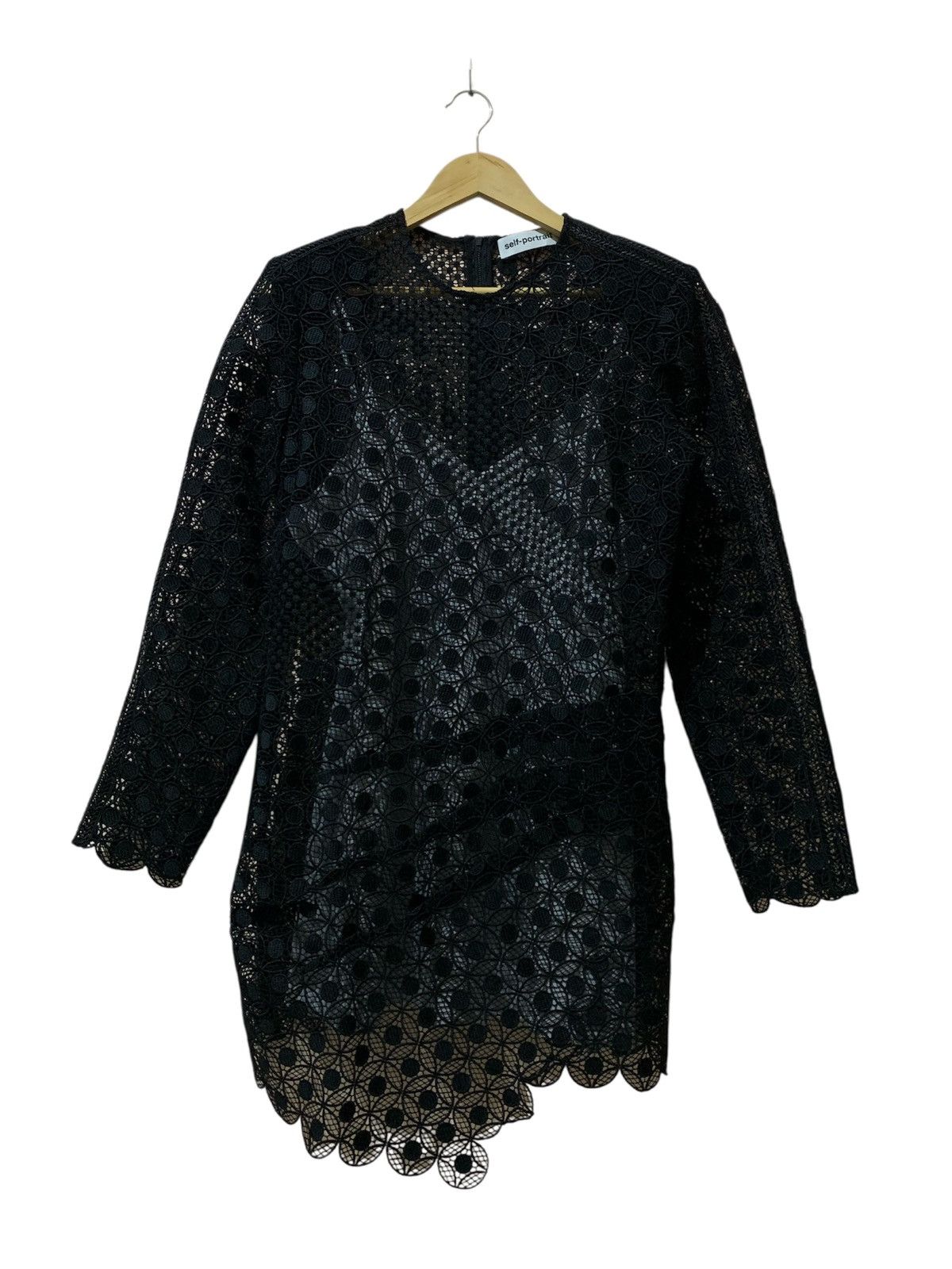 Self-Portrait Self-Portrait Strike Guipure Lace Mini Dress Black Size M / US 6-8 / IT 42-44 - 2 Thumbnail
