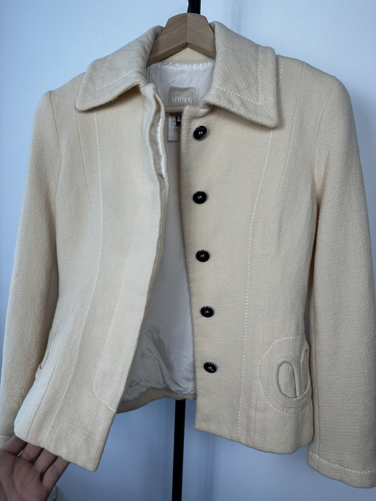 Versus Vintage Versus Versace Wool Jacket Cream/Off-White Size S / US 4 / IT 40 - 4 Thumbnail