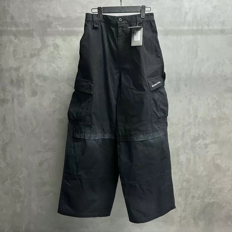 Balenciaga size XS Black paper cotton twill overalls