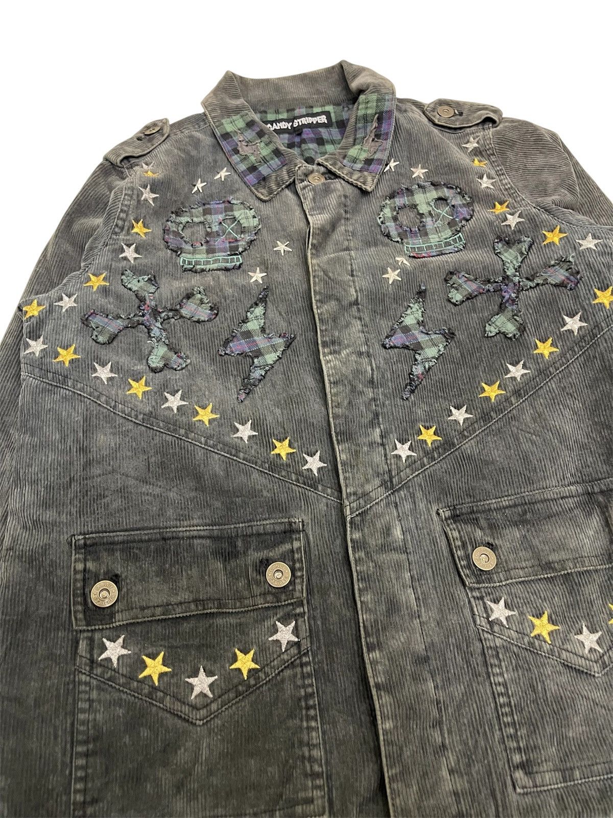 If Six Was Nine Candy Stripper Plaid Skull Patchwork Punk Chore Jacket Size US M / EU 48-50 / 2 - 4 Thumbnail