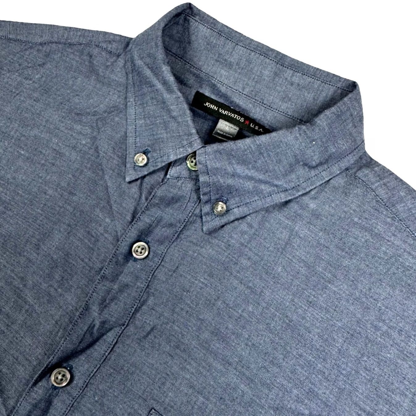 John Varvatos John Varvatos Button-Up Shirt Blue L 100% Cotton Long Sleeve Collar-Down Mens Regular Front-Button Shirt Size US L / EU 52-54 / 3 - 2 Thumbnail