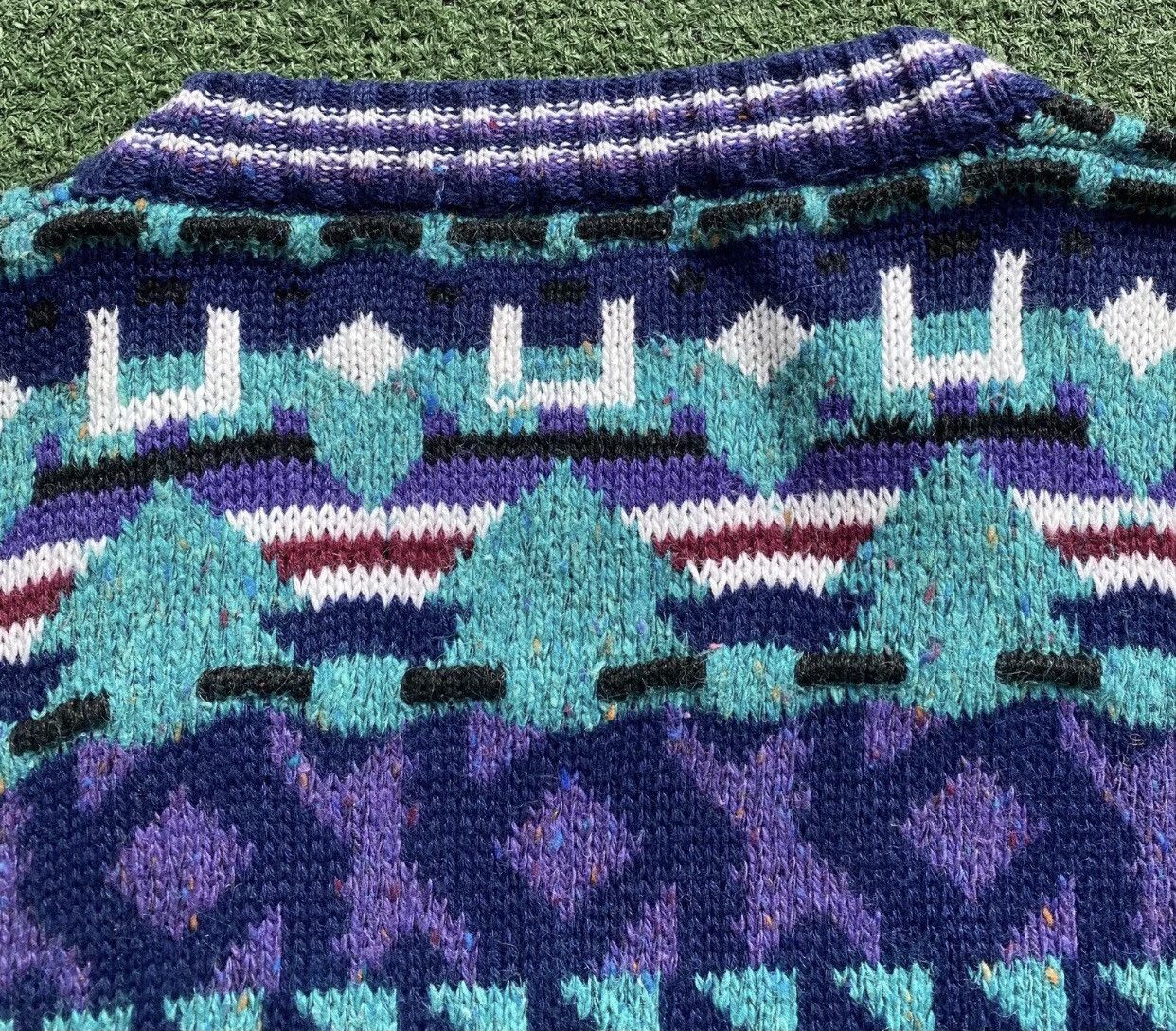 Handmade Up Cycled Colorful Pattern One Of A Kind Sweater Large Size L / US 10 / IT 46 - 9 Thumbnail