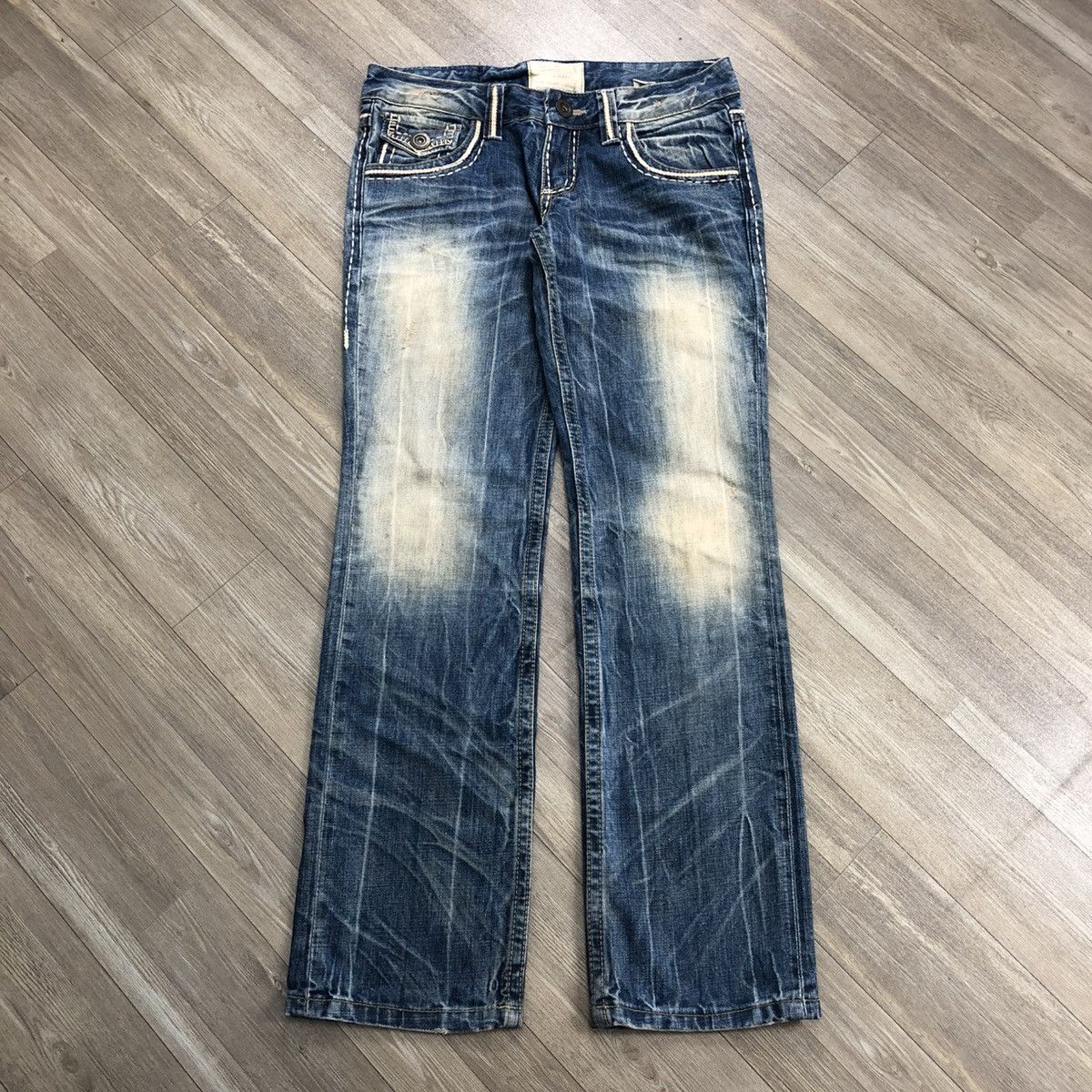 2000s Lolita Jeans Distressed Faded Bootcut Flared Jeans