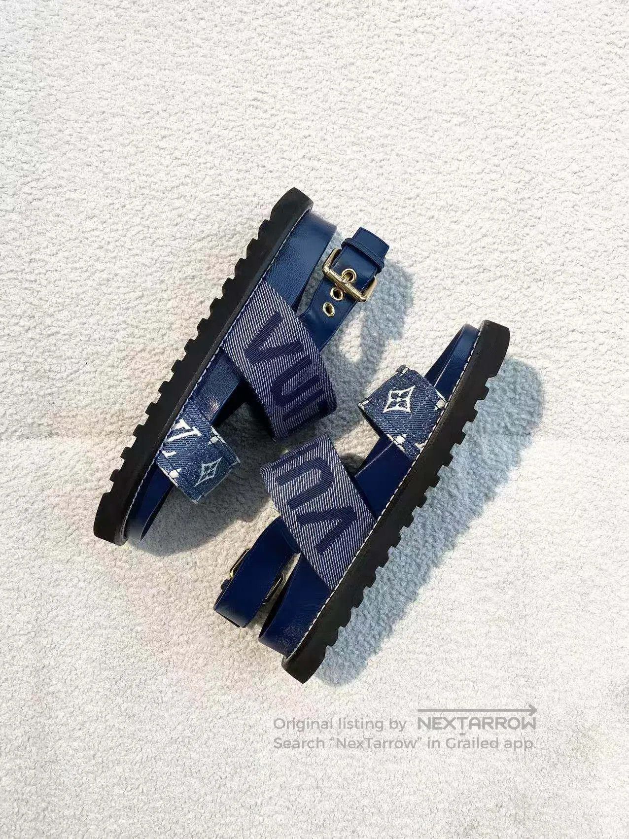 Louis Vuitton Louis Vuitton Denim old flower full of printed sandals| Size US 5.5 / IT 35.5 - 3 Thumbnail