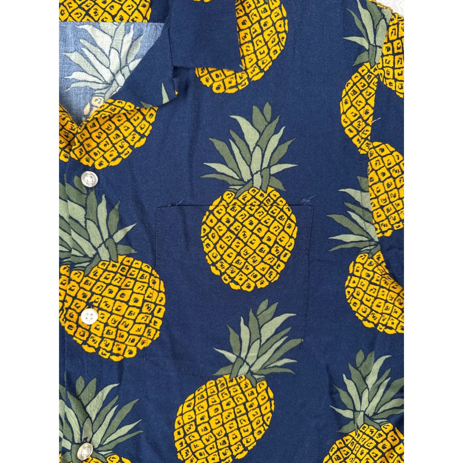 Banana Republic Banana Republic Shirt Men Medium Blue Pineapple AOP Hawaiian Button 100% Rayon Size US M / EU 48-50 / 2 - 6 Thumbnail