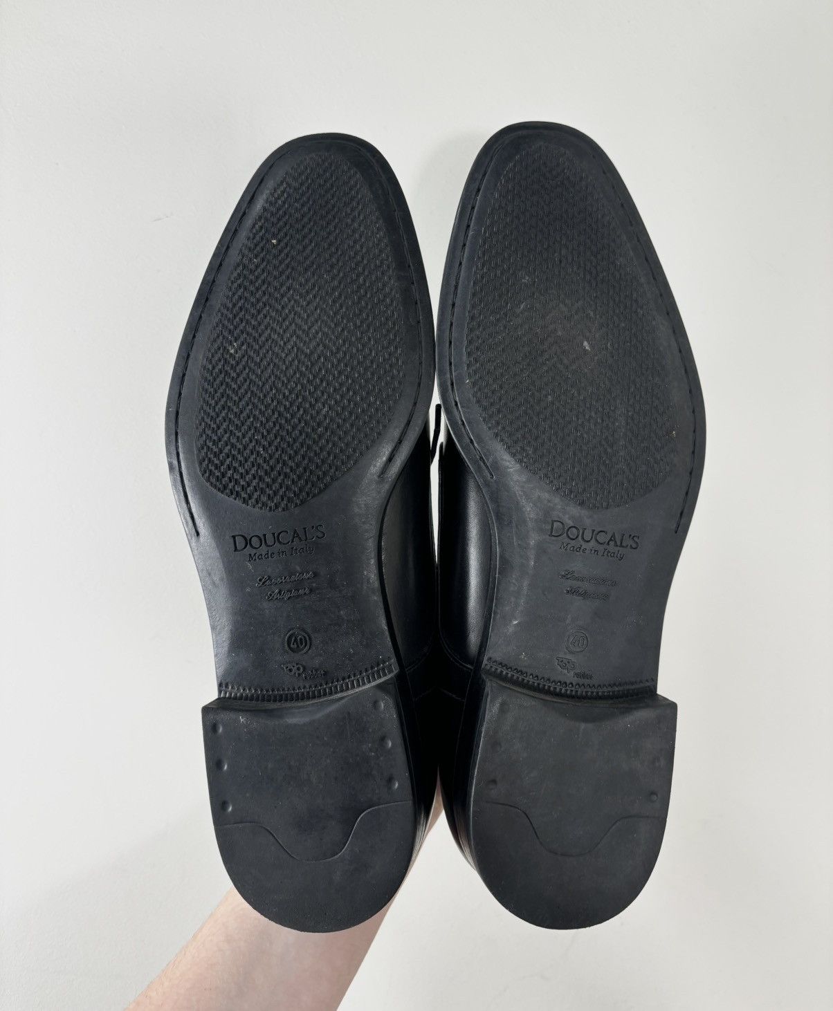 Doucal's Doucal’s Men’s Italian Handmade Black Leather Derby Shoes Size US 7.5 / EU 40-41 - 15 Thumbnail