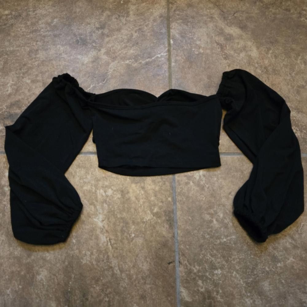 Shein Black Cropped SHEIN Poof Long Sleeve Size XS / US 0-2 / IT 36-38 - 2 Thumbnail