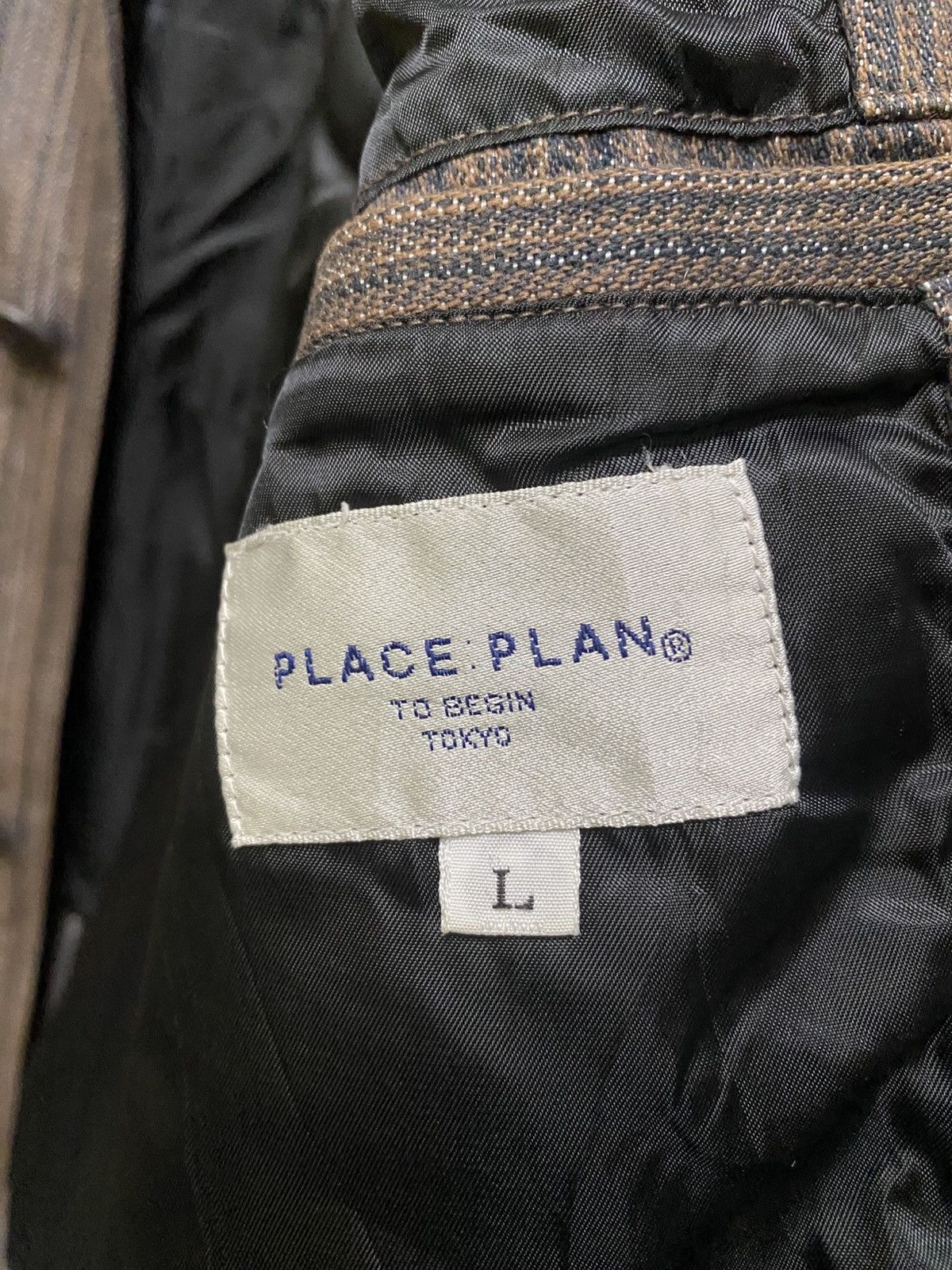 Japanese Brand PLACE PLAN Tokyo Brown Striped Cotton Blend Trench Coat Size US L / EU 52-54 / 3 - 7 Thumbnail