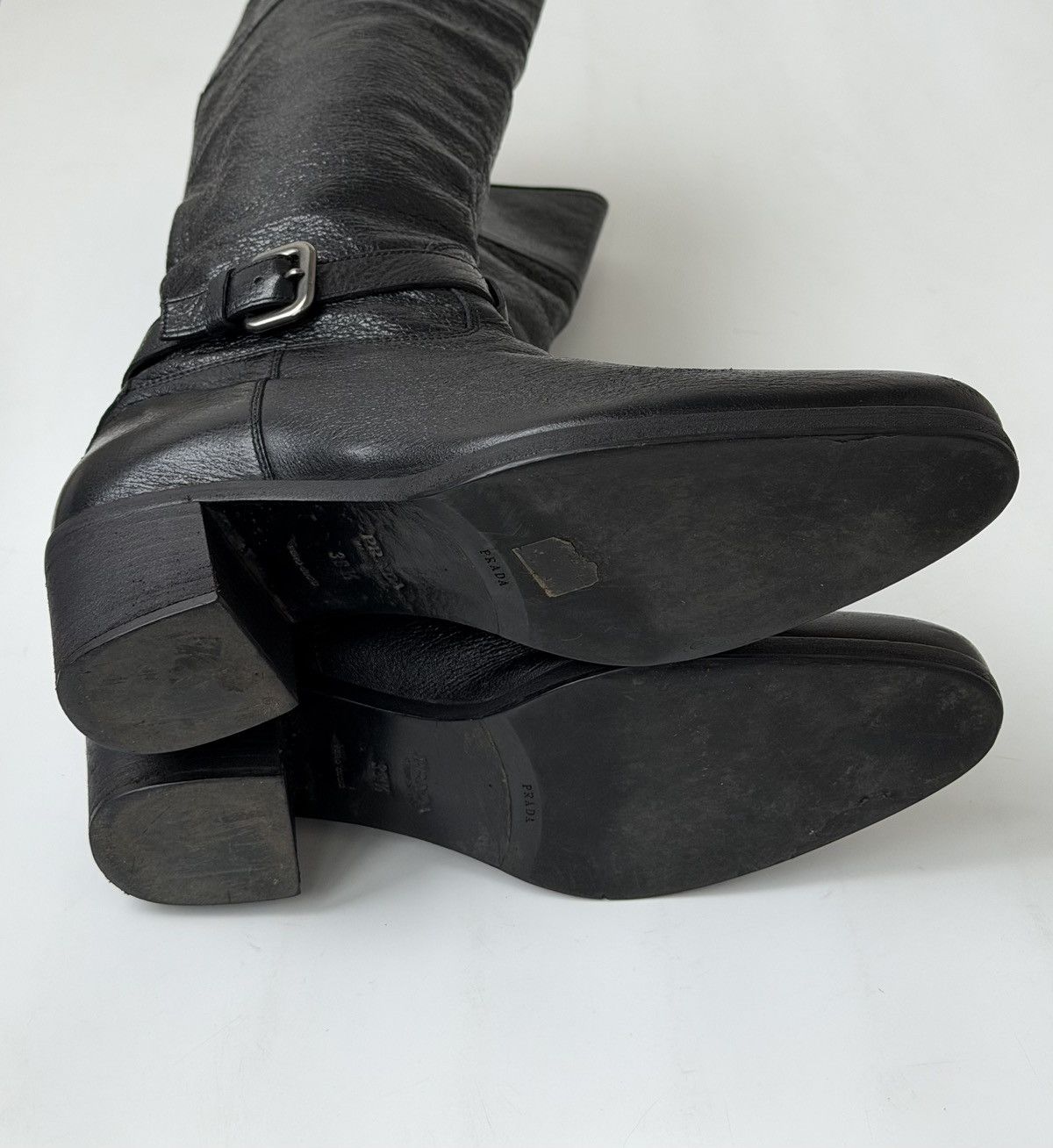 Prada *sz38.5* PRADA SS 2006 Logo Leather Boots Runway Biker shoes Size US 8.5 / IT 38.5 - 14 Thumbnail