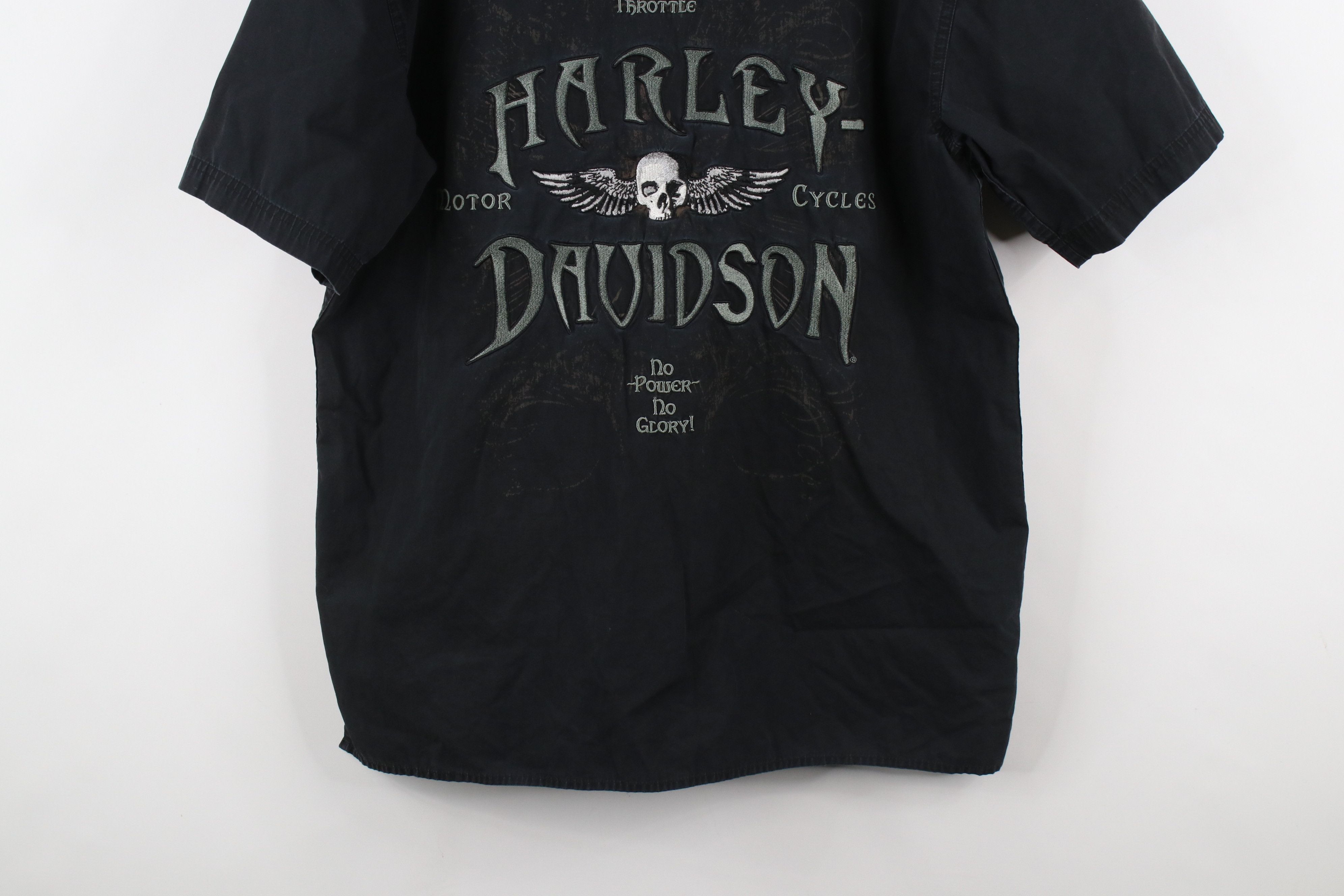 Harley Davidson × Vintage Vintage Harley Davidson Spell Out Tribal Skull Button Shirt Size US M / EU 48-50 / 2 - 15 Thumbnail