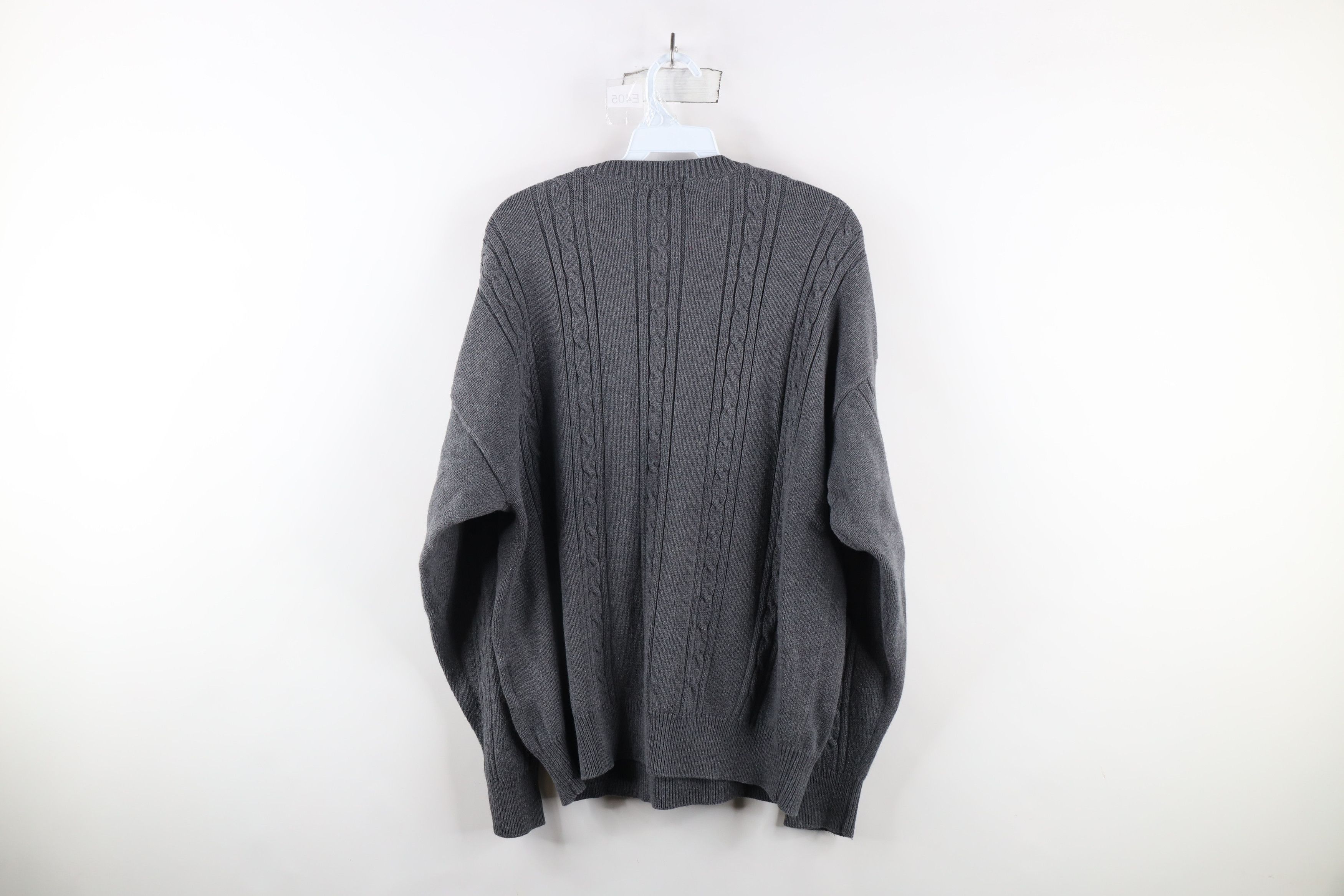 Nautica × Vintage Vintage 90s Nautica Chunky Cable Knit Crewneck Sweater Gray Size US XL / EU 56 / 4 - 8 Thumbnail