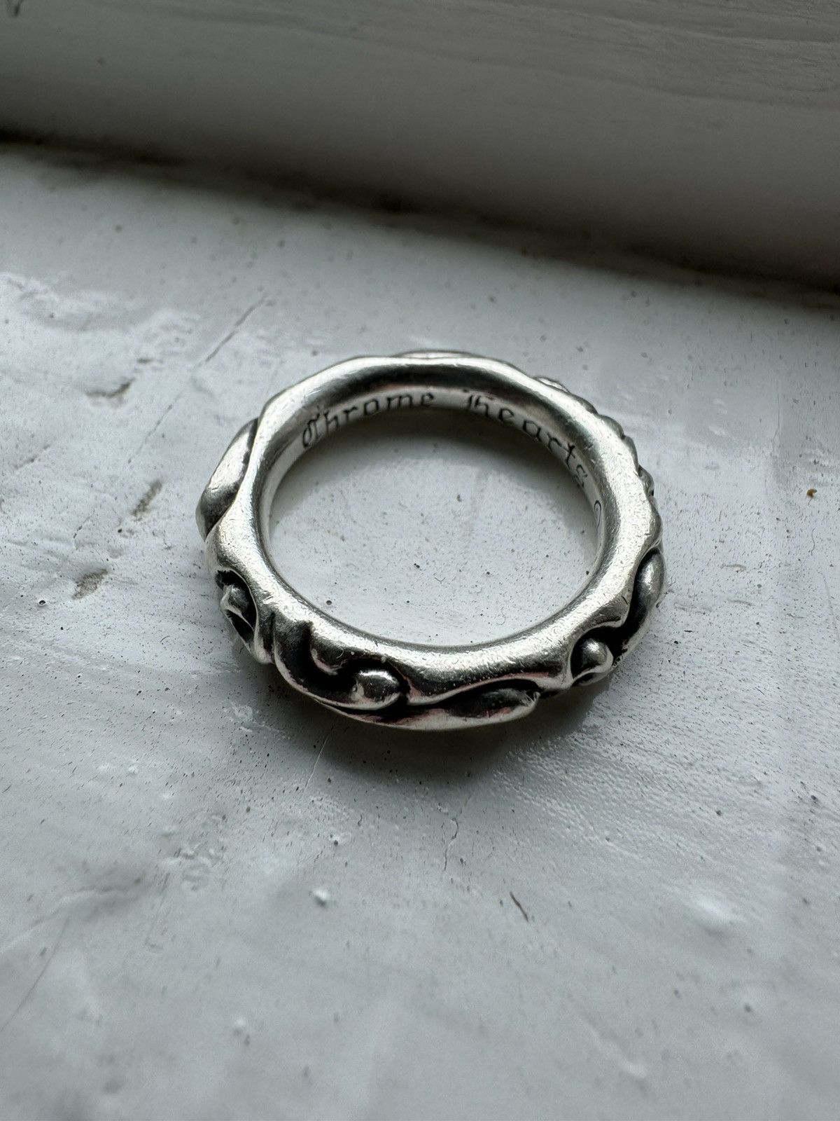 image of Chrome Hearts Scroll Ring in Silver, Men's