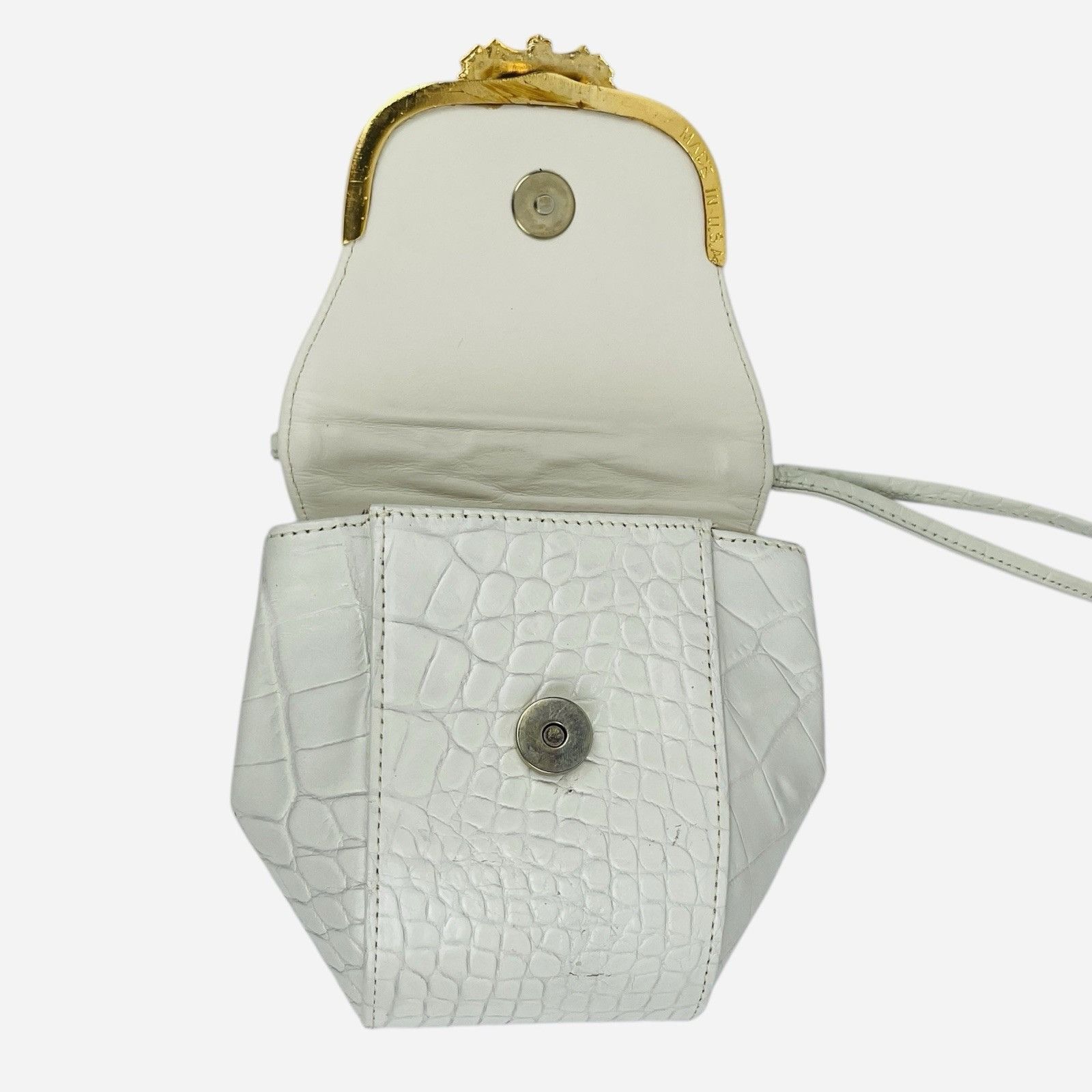 Vintage RARE Vintage Valerie Ann Gold Cameo White Alligator Purse Size ONE SIZE - 8 Thumbnail
