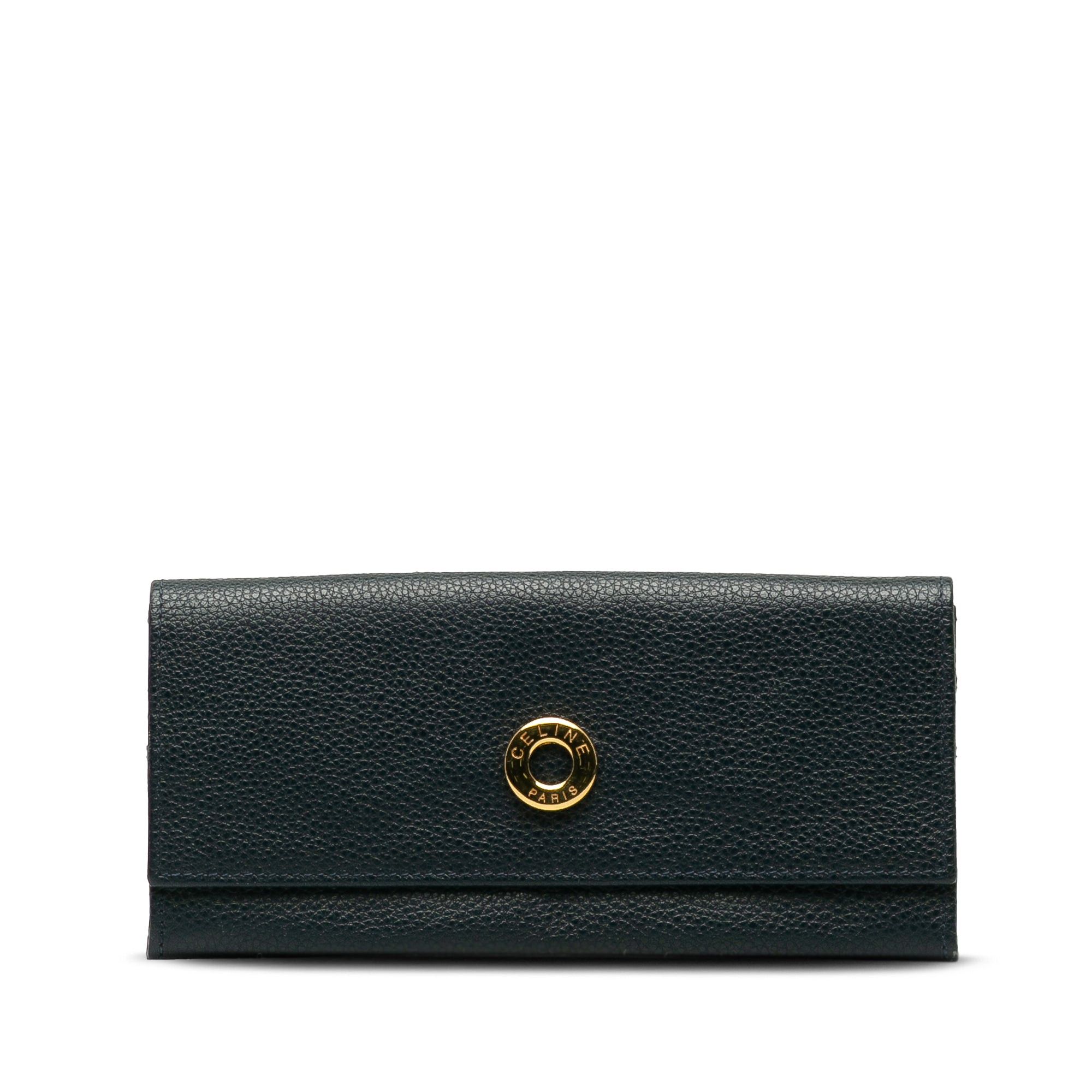 image of Celine Leather Long Wallet Long Wallets in Black, Women's