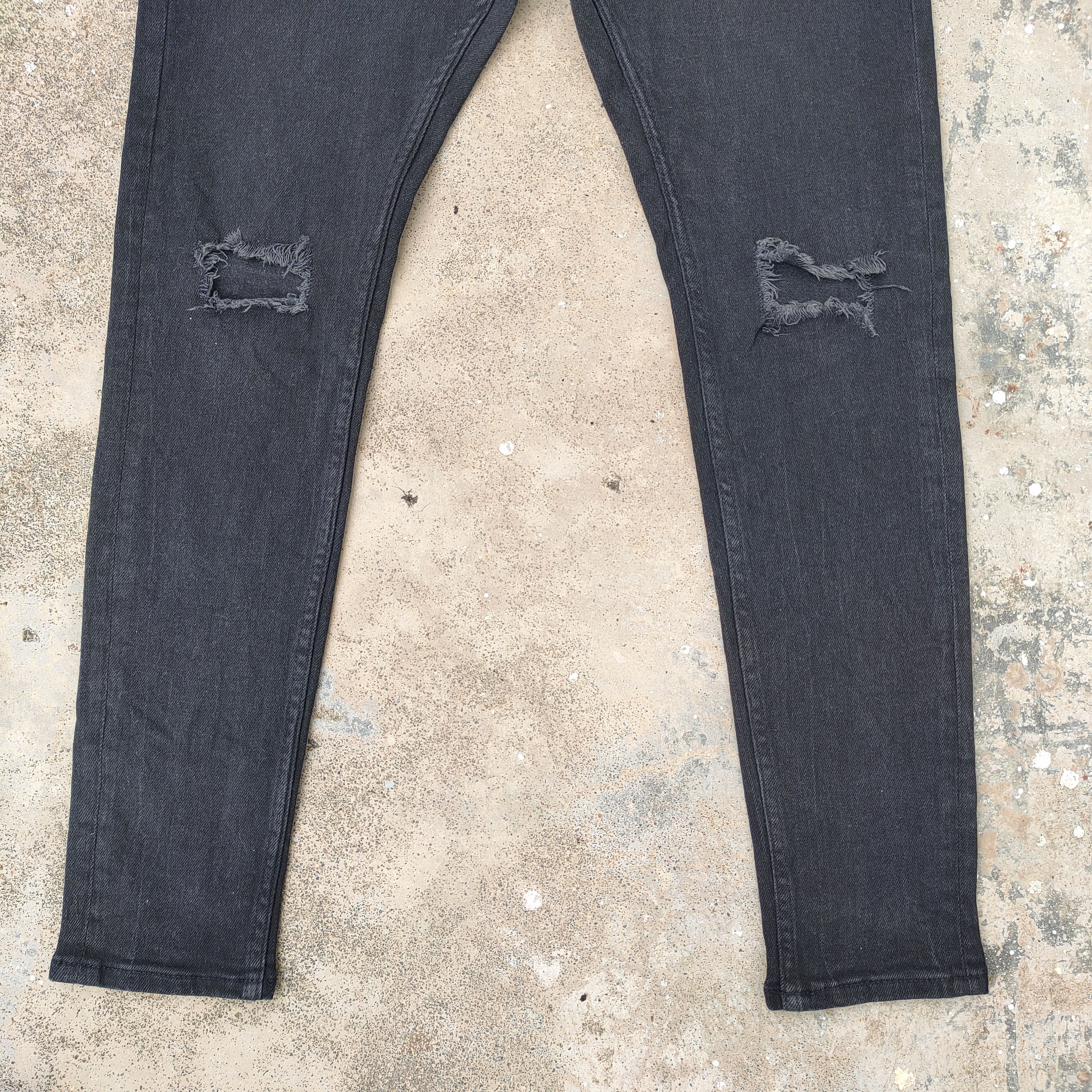 Japanese Brand × Jean VINTAGE JAPANESE SKINNY BLACK RIPPED DENIM JEANS PANTS Size US 30 / EU 46 - 3 Thumbnail