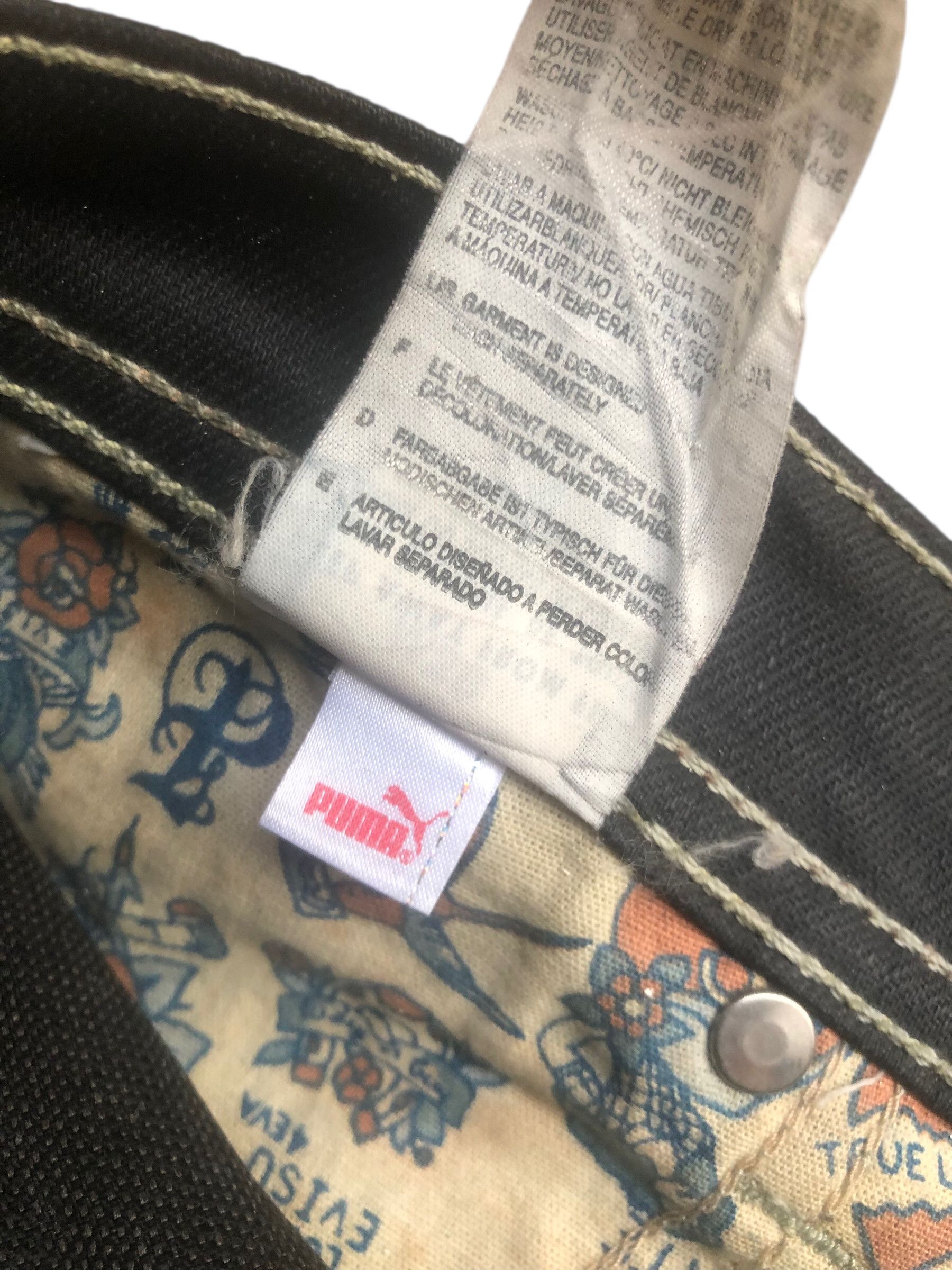 Evisu × Puma 🔥Rare Y2K EVISU x PUMA Black Denim Short Mini Skirt Women Size 28" / US 6 / IT 42 - 16 Thumbnail