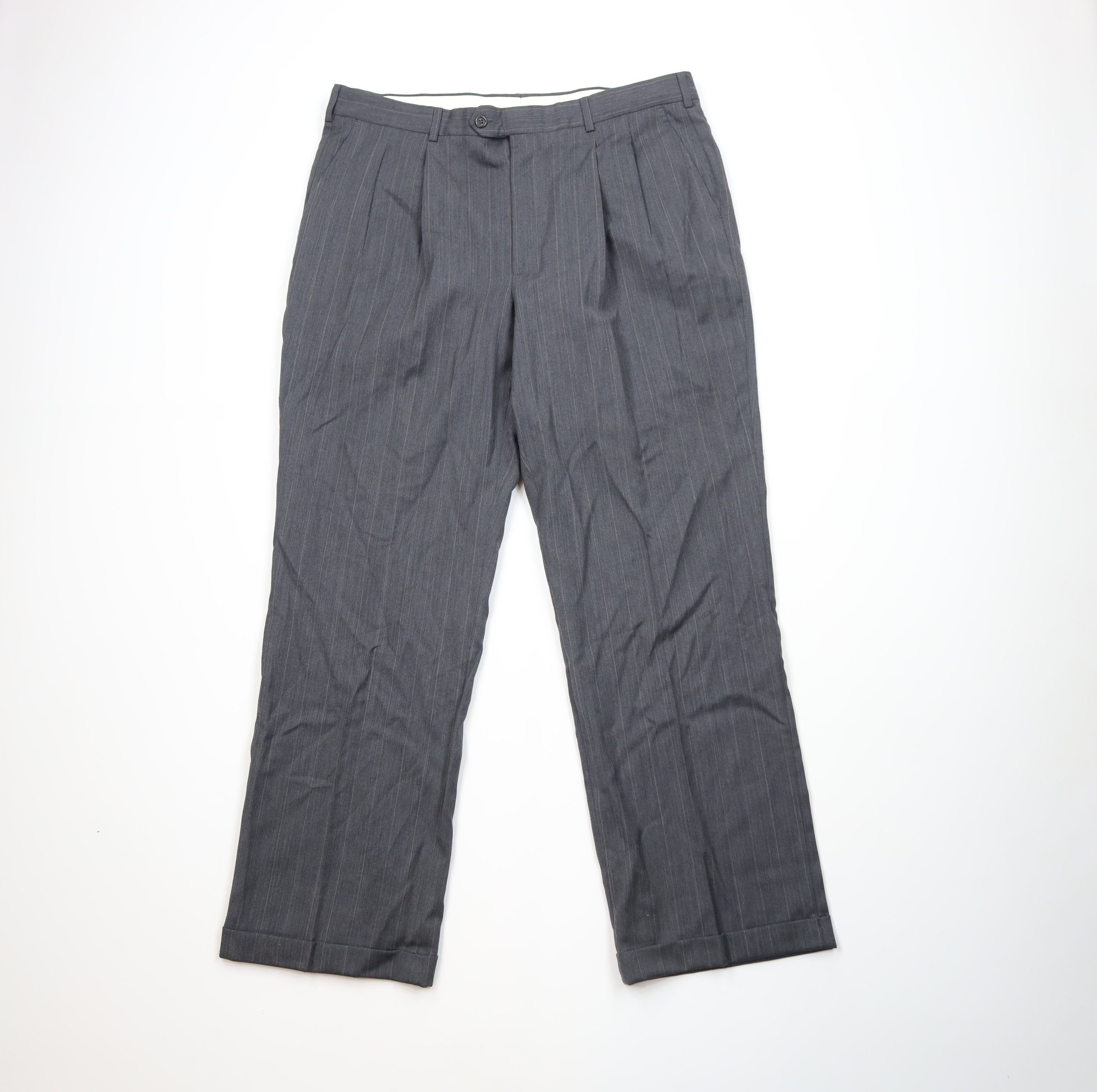 Vintage Vintage 90s Streetwear Wool Striped Wide Leg Chino Pants Size US 38 / EU 54 - 1 Thumbnail