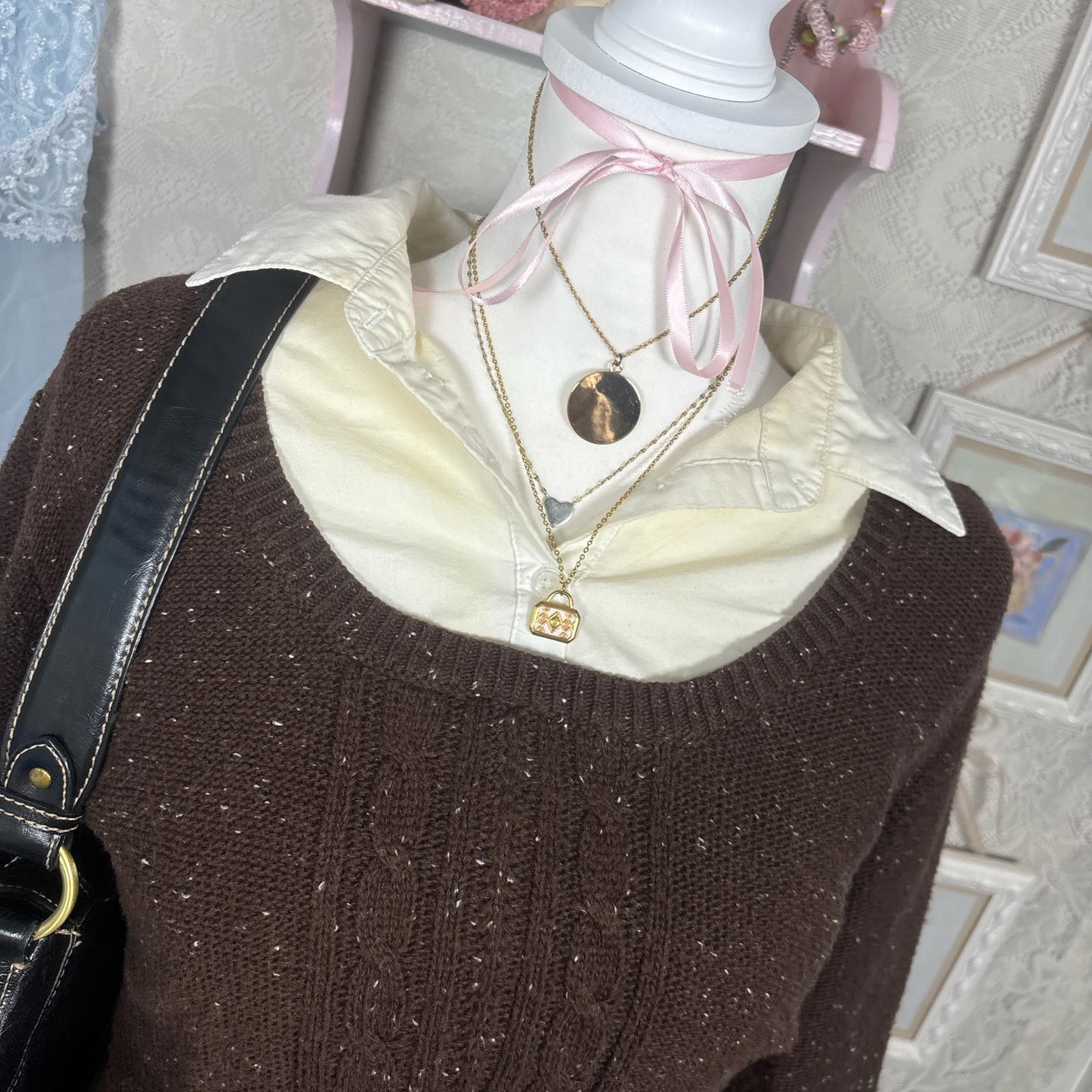 Apt. 9 vintage cozy brown layered knit sweater Size XL / US 12-14 / IT 48-50 - 4 Thumbnail