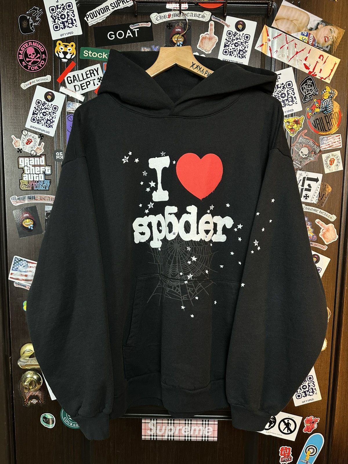 Sp5der Spider worldwide I love spider hoodie large | Grailed