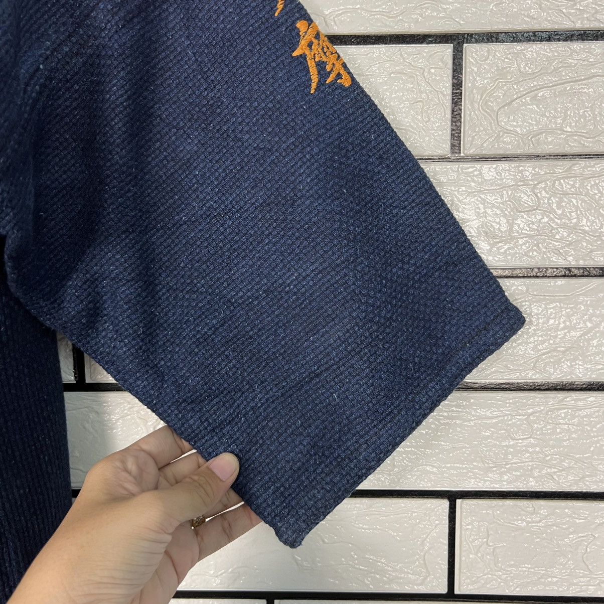 Vintage Japan Indigo Blue Sashiko Thick Weave Kimono #4147-C189 Size US L / EU 52-54 / 3 - 8 Thumbnail