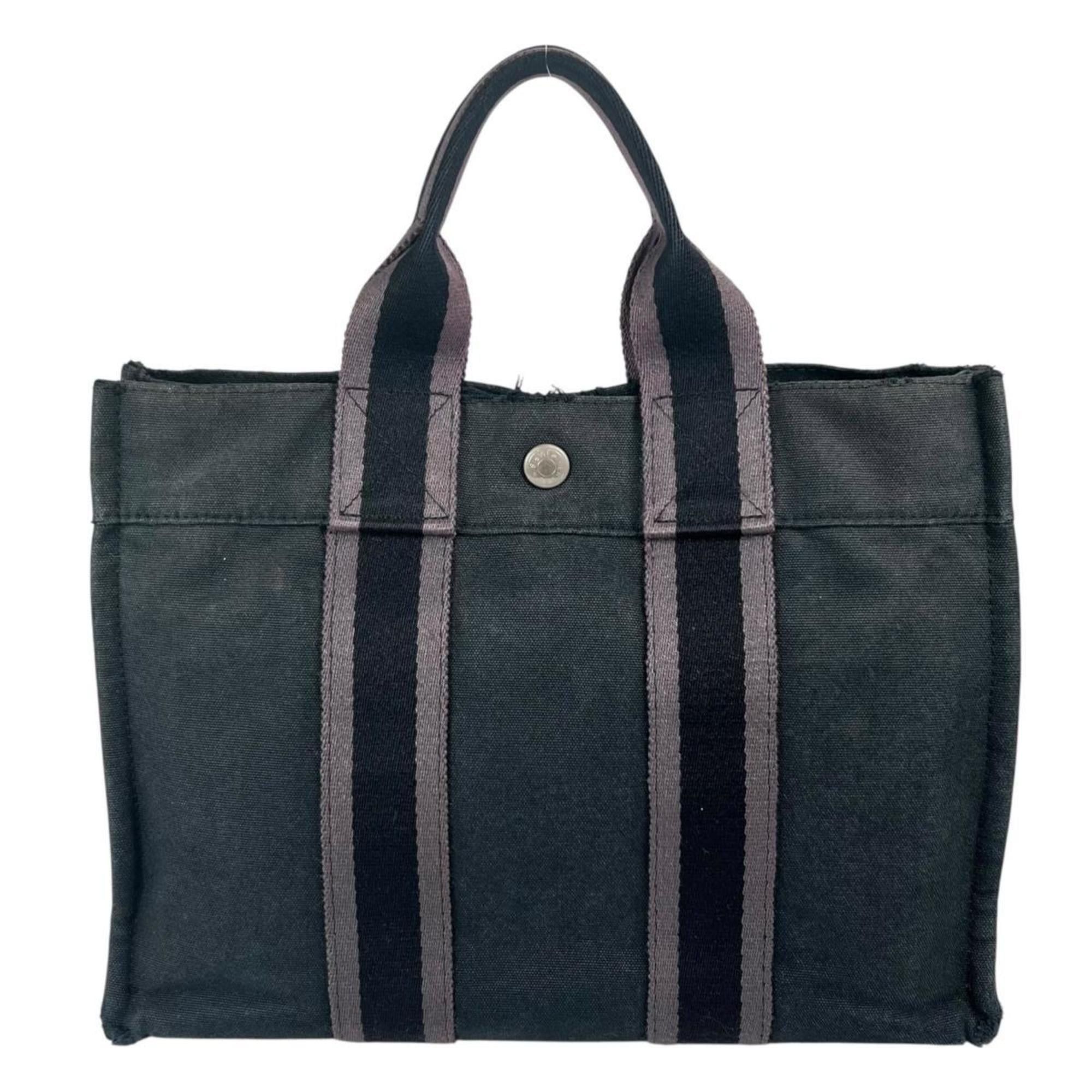 Hermes Hermes Tote Bag Handbag Canvas Fourre-Tout PM Black Size ONE SIZE - 1 Thumbnail