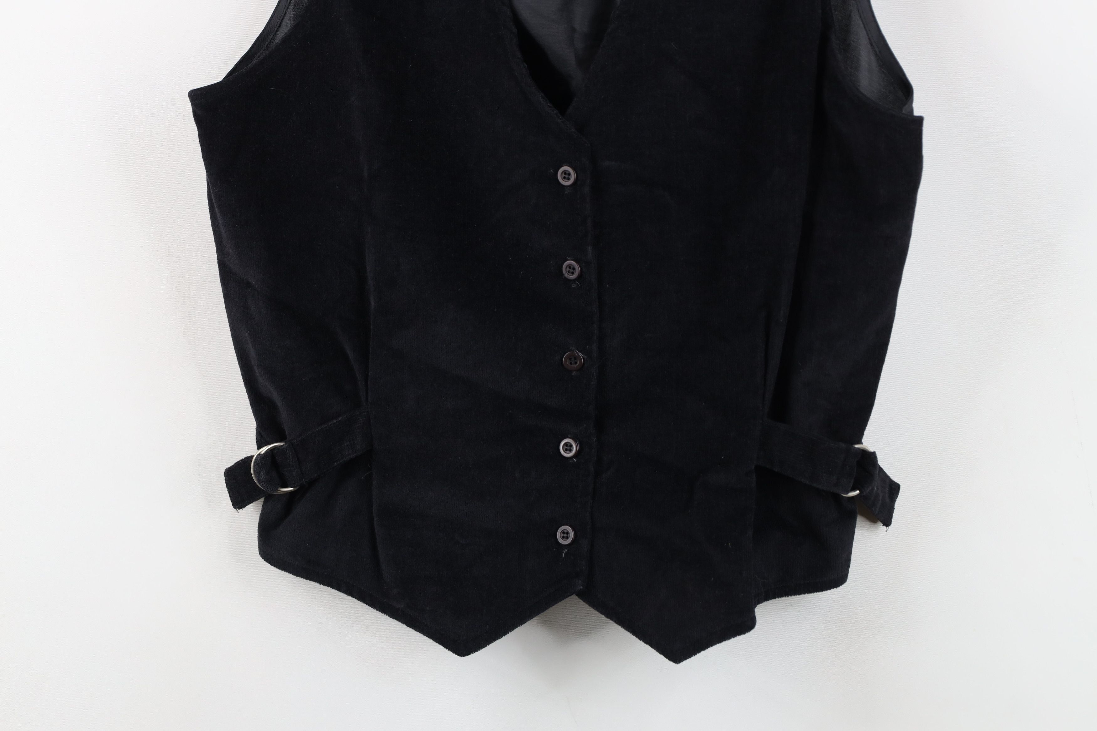 Vintage Vintage 70s Streetwear Buckle Corduroy Vest Jacket Black USA Size L / US 10 / IT 46 - 3 Thumbnail