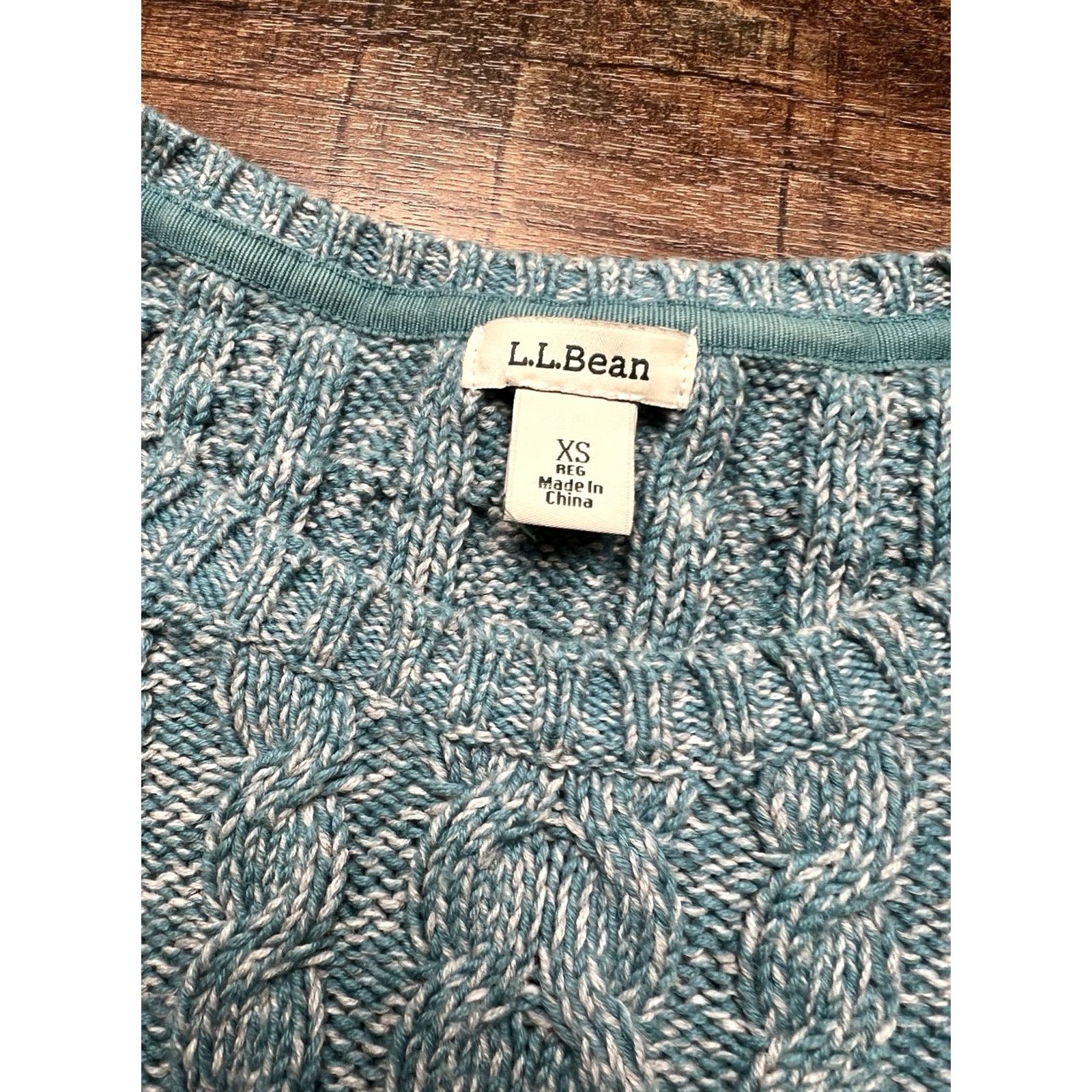 Vintage VINTAGE LL Bean Cable Knit Fisherman Sweater Womens XS Crewneck Teal Gray Cotton Size XS / US 0-2 / IT 36-38 - 4 Thumbnail