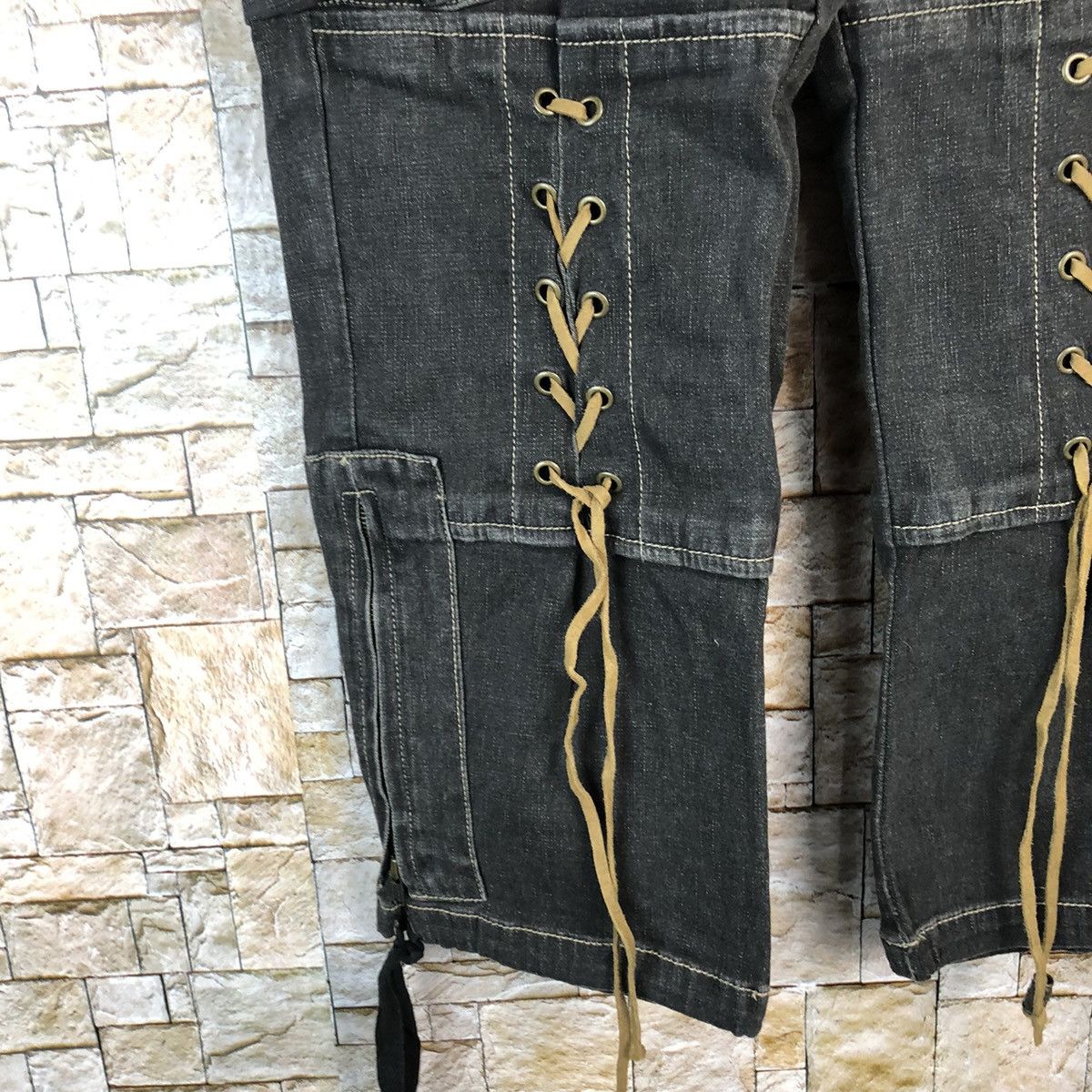 Japanese Brand Maliani Black Cropped seditionaries punk cargo Pants #A956 Size US 29 - 11 Thumbnail