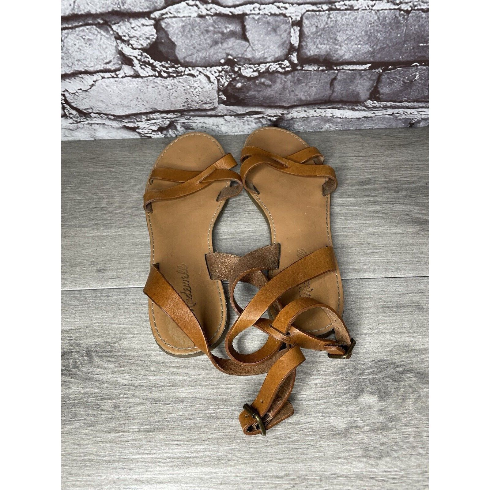 Madewell Madewell Brown Leather Casual Ankle Strap Flat Sandals Women Size US 7.5 / IT 37.5 - 4 Thumbnail
