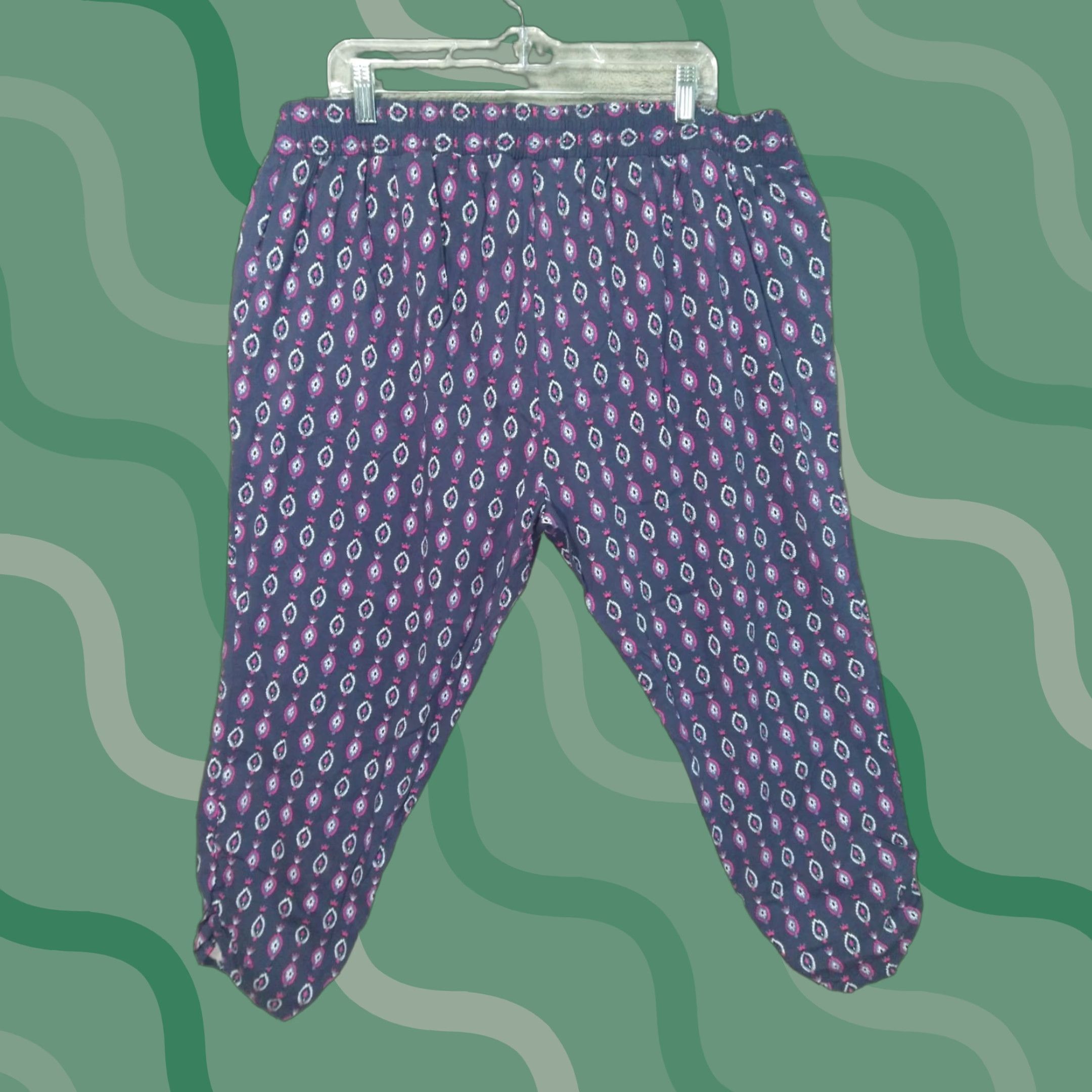 Torrid Torrid Pants Womens 1X Blue Geometric Joggers Crop Stretch High Rise Pocket Size 40" / US 18 - 1 Thumbnail