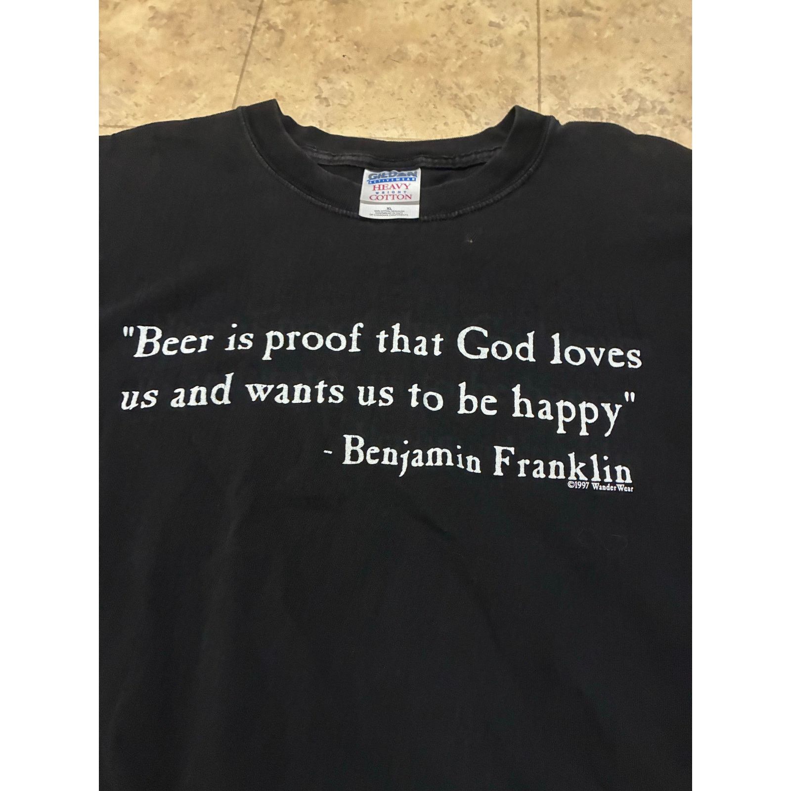 Gildan Vintage 1997 Black Gildan T-Shirt XL Beer Proof God Loves Us Size US XL / EU 56 / 4 - 3 Thumbnail