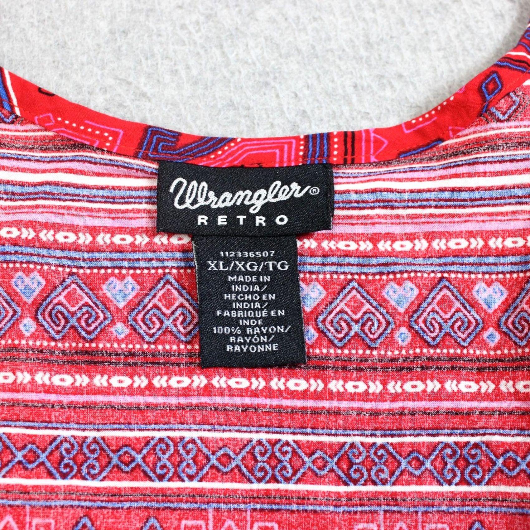 Wrangler Wrangler Retro Shirt Women XL Red Stripe Bohemian Western Balloon Sleeve Button Front Blouse Size XL / US 12-14 / IT 48-50 - 3 Thumbnail