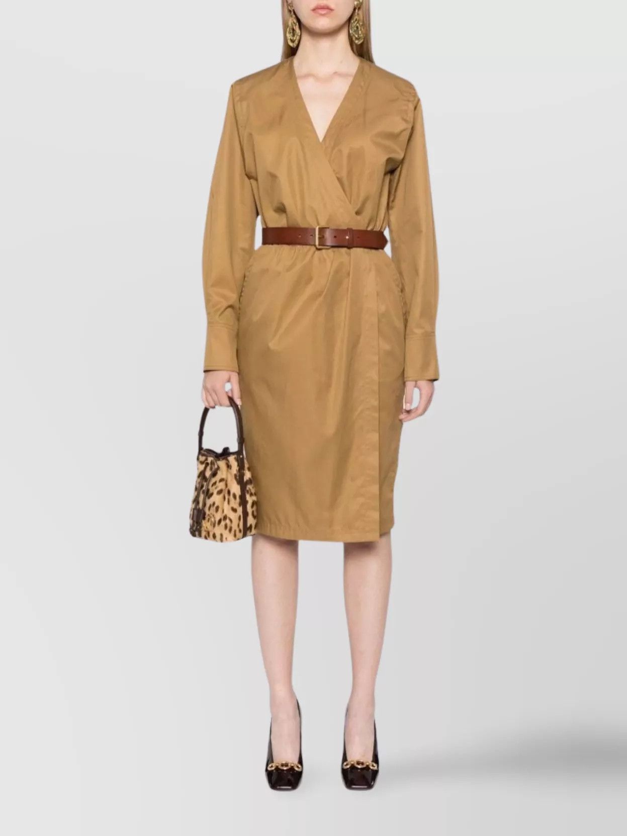 Saint Laurent Paris o1y0126 Midi Dress in Camel Size M / US 6-8 / IT 42-44 - 2 Thumbnail
