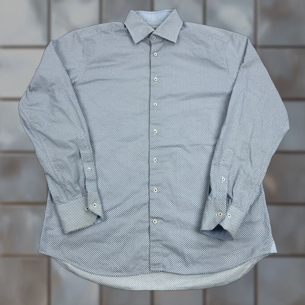 Vintage Stenströms Men's 16.5 / 42 Fitted Body Micro Dot Twofold Super Cotton Shirt Size US XL / EU 56 / 4 - 1 Thumbnail