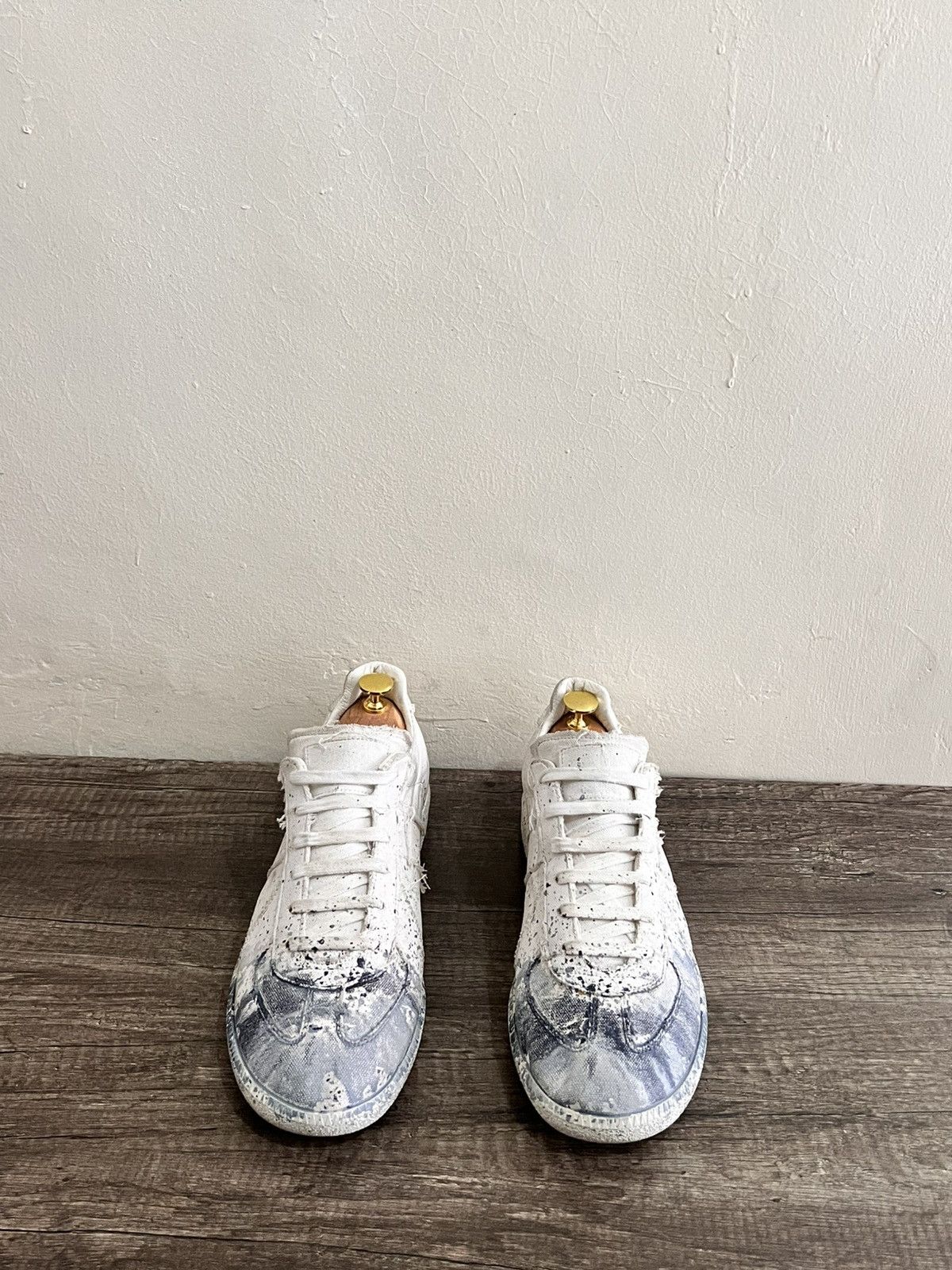Maison Margiela Paint Splatter Gats White/Blue Size US 10.5 / EU 43-44 - 5 Thumbnail