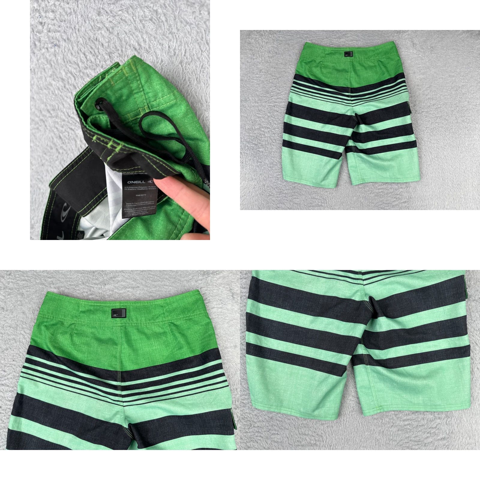 O'Neill O'Neill Board Shorts Mens 28 Green Stripe Polyester Blend 28x10 Trunks Swim Bottoms Beach Pockets Size US 28 / EU 44 - 9 Thumbnail