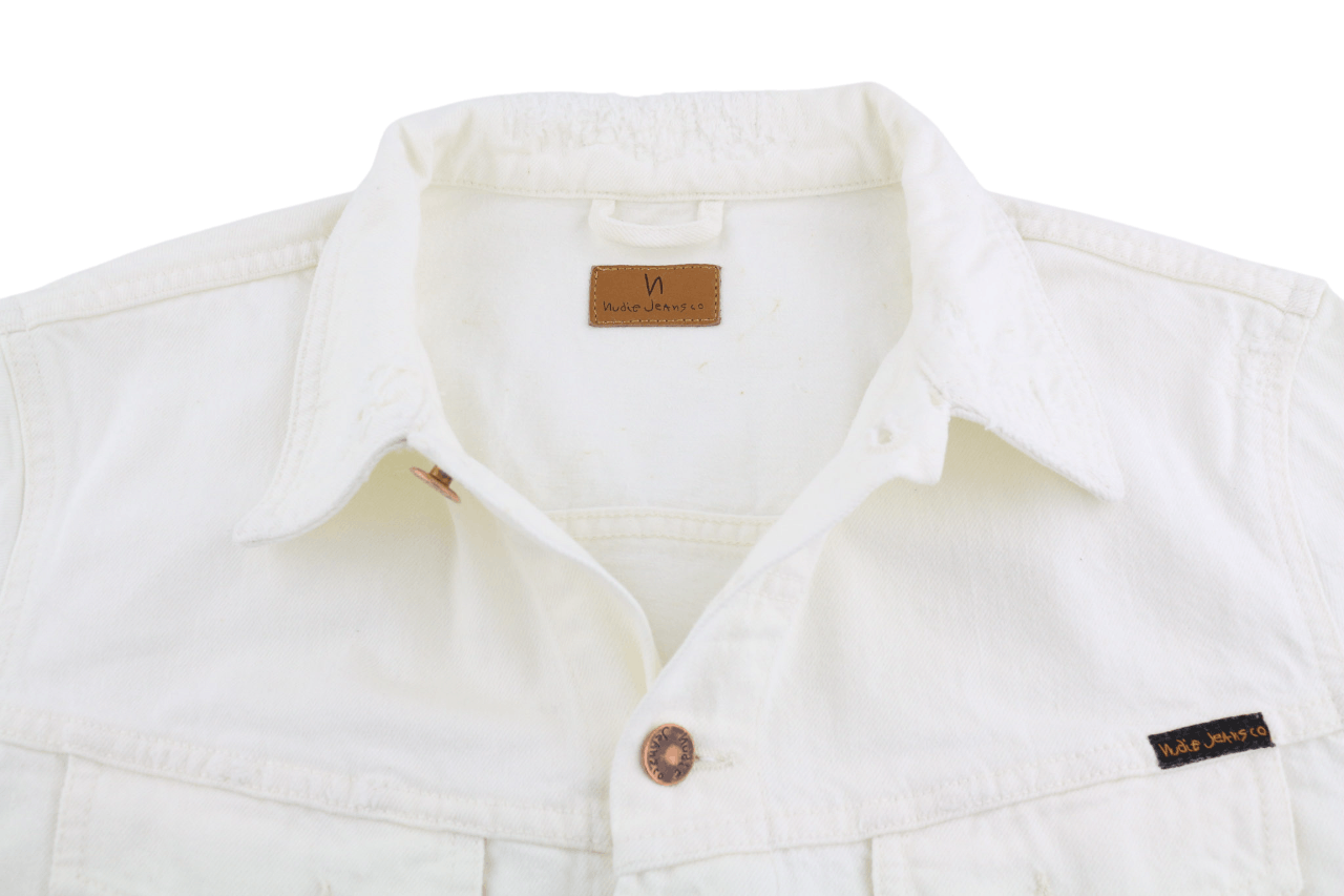Nudie Jeans BILLY L Pitch White Worn Polo Unlined Light Jacket 82425 Size US L / EU 52-54 / 3 - 5 Thumbnail