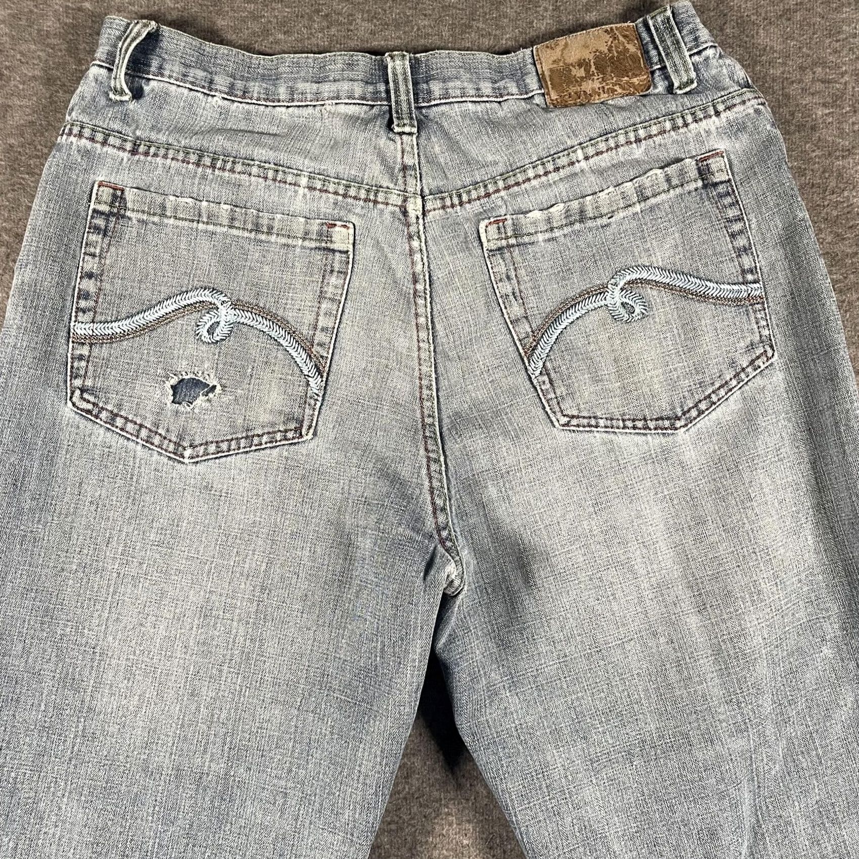 Denime BKLYN Jeans Mens 36x34 Light Wash Blue Denim Straight Leg Distressed Pockets Baggy Relaxed Vintage No Size US 36 / EU 52 - 4 Thumbnail