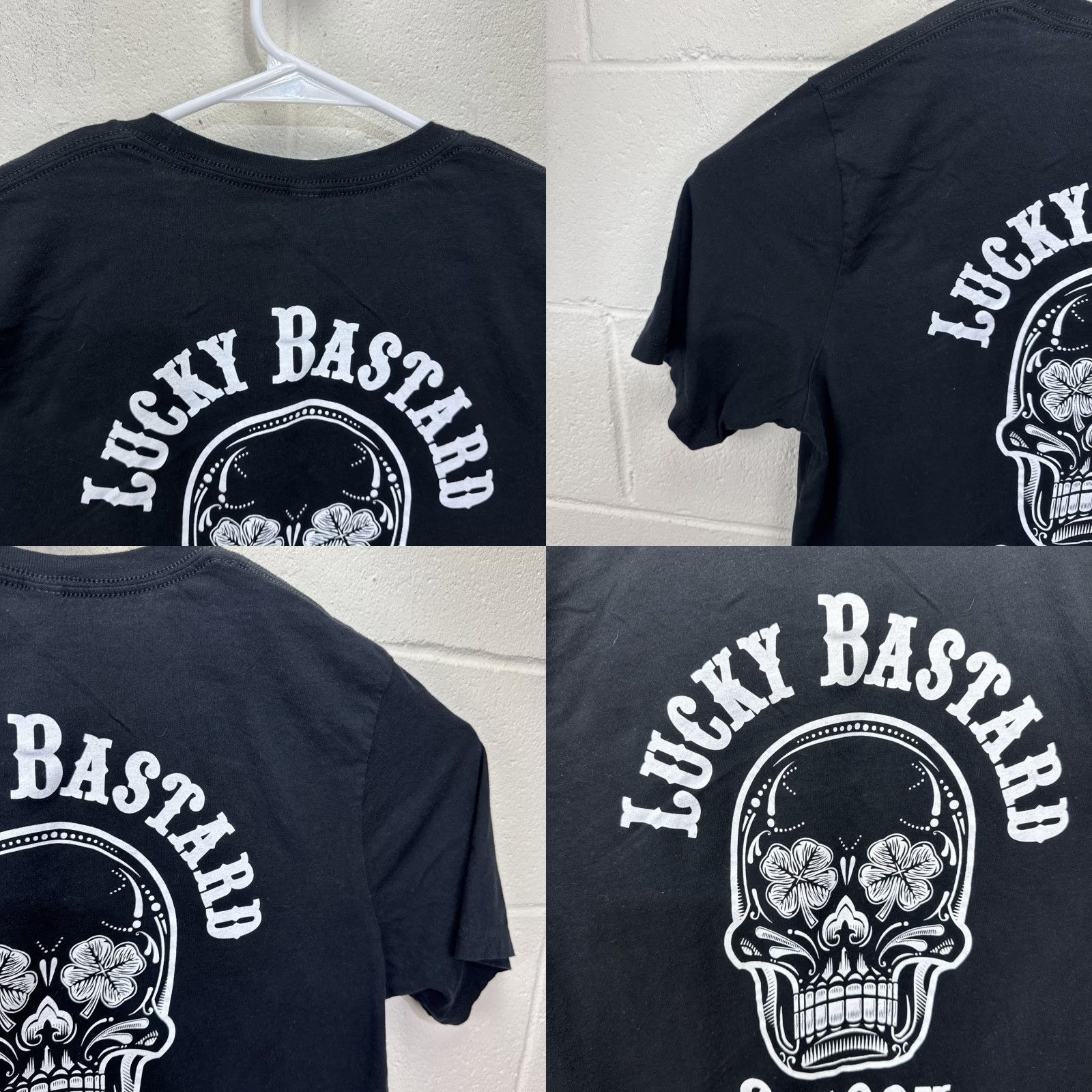 Vintage Lucky Bastard Saloon Mens XL Black Shirt Nashville TN Tattoo Style Skull Biker Size US XL / EU 56 / 4 - 8 Thumbnail