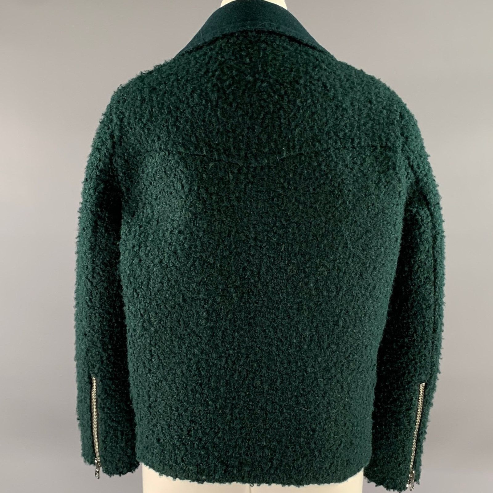 Sandro SANDRO Size 3 Teal Polyester Wool Moto Racer Coat Size L / US 10 / IT 46 - 4 Thumbnail