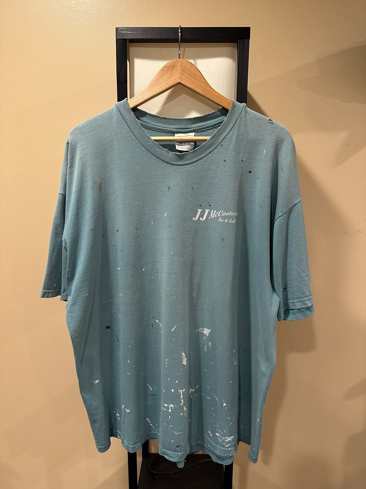 StraightFaded Vintage Hanes Security Chill Out Green Sun Faded Painted Tee Size US XXL / EU 58 / 5 - 2 Thumbnail