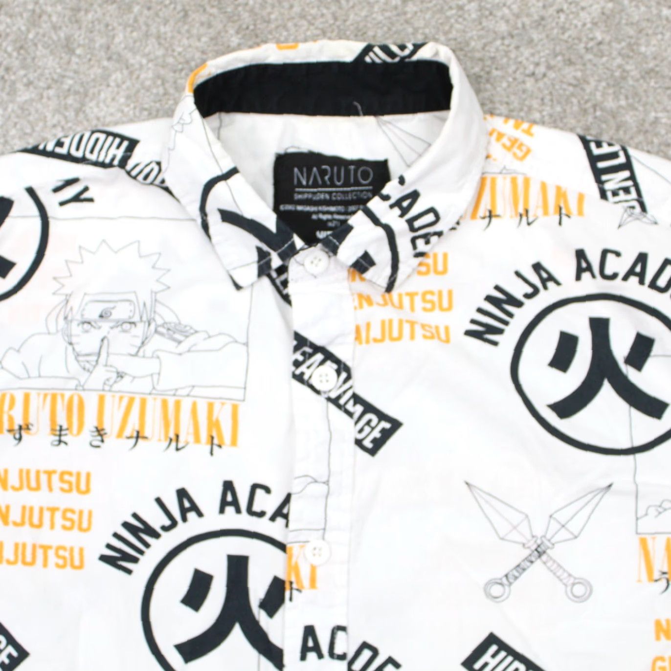Vintage NARUTO Shippuden AOP Shirt Mens Medium White All Over Print S/S Logo Button-Up Geometric Casual Anime Mens Medium White Size US M / EU 48-50 / 2 - 5 Thumbnail