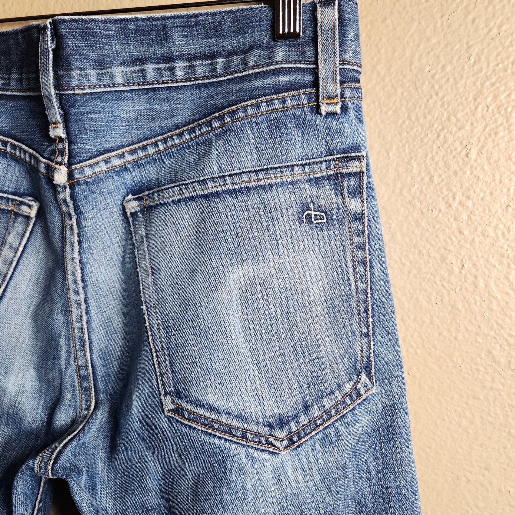 Rag & Bone VINTAGE Rag Bone Mens Jeans Slim Straight Button Fly 31 34 Inseam Blue 100% Cotton M2051551 Size US 31 - 6 Thumbnail
