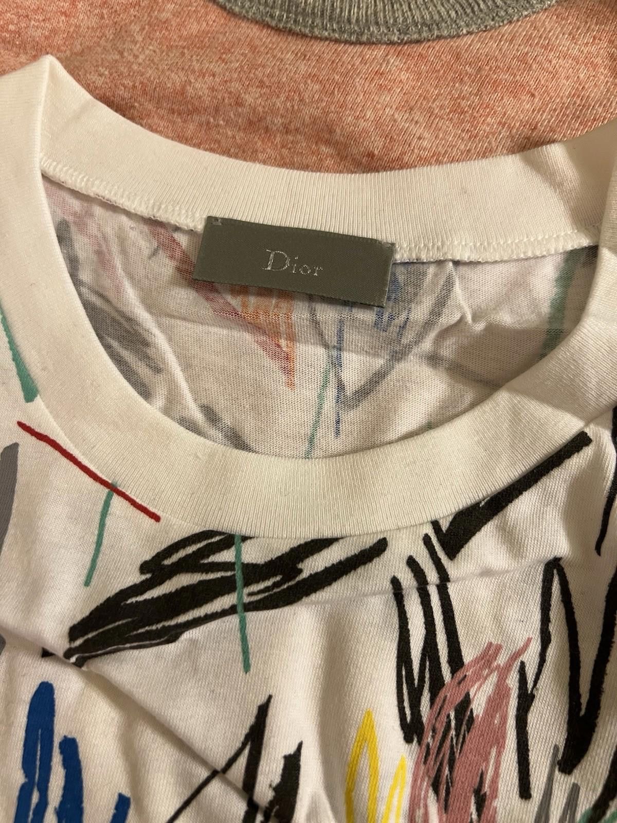 Dior Dior Homme White Scribble Printed Cotton T-Shirt XL Size US XL / EU 56 / 4 - 10 Thumbnail