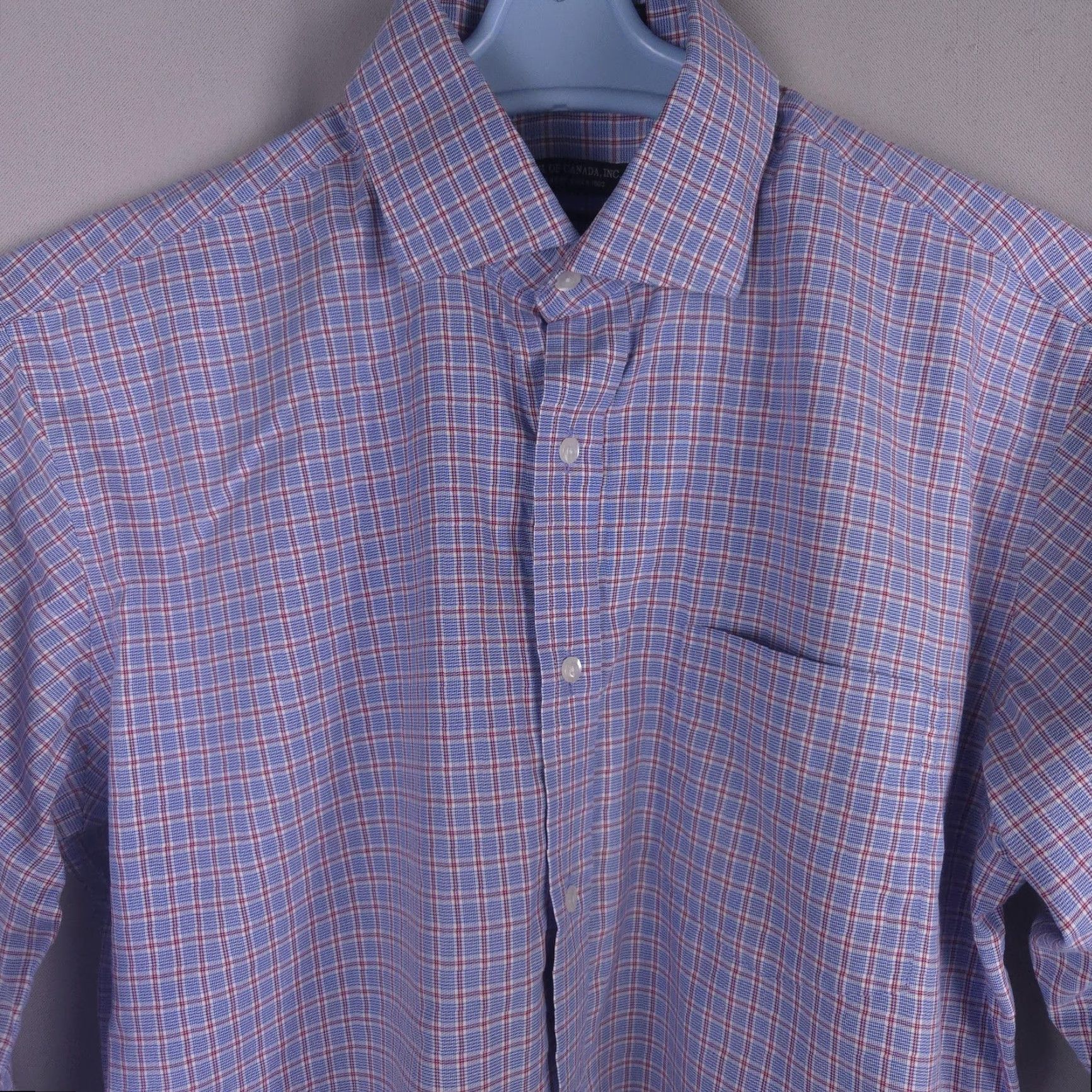 Forsyth of Canada Shirts Mens 15.5 32/33 Non Iron Blue Plaid Brown Check  Lot 2
