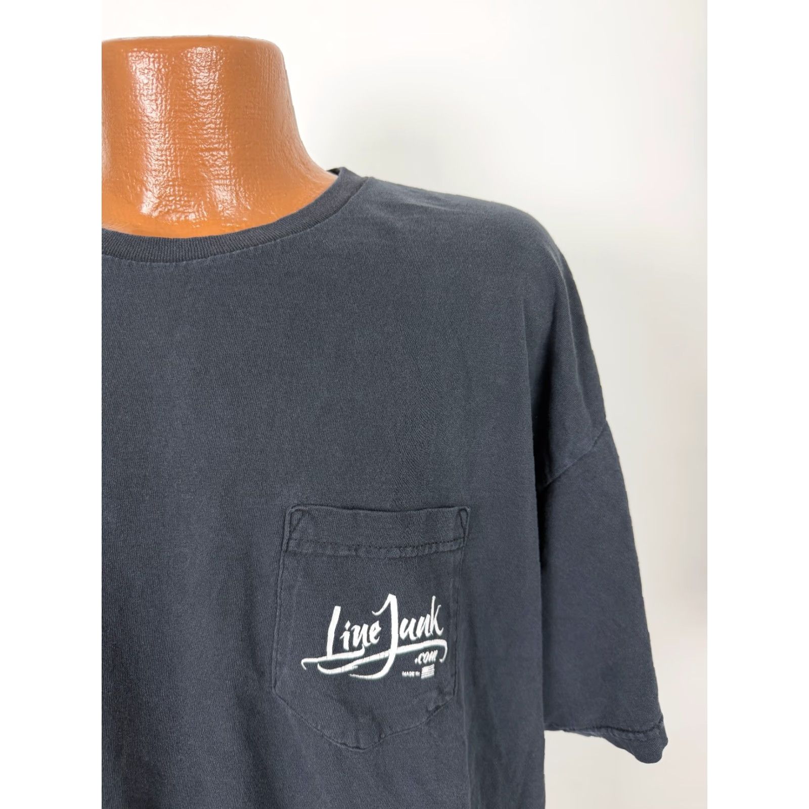 Vintage Lineman Shirt Bayside T-Shirt 2XL Black Cotton Graphic Print Short Sleeve Crew Neck USA Size US XXL / EU 58 / 5 - 3 Thumbnail