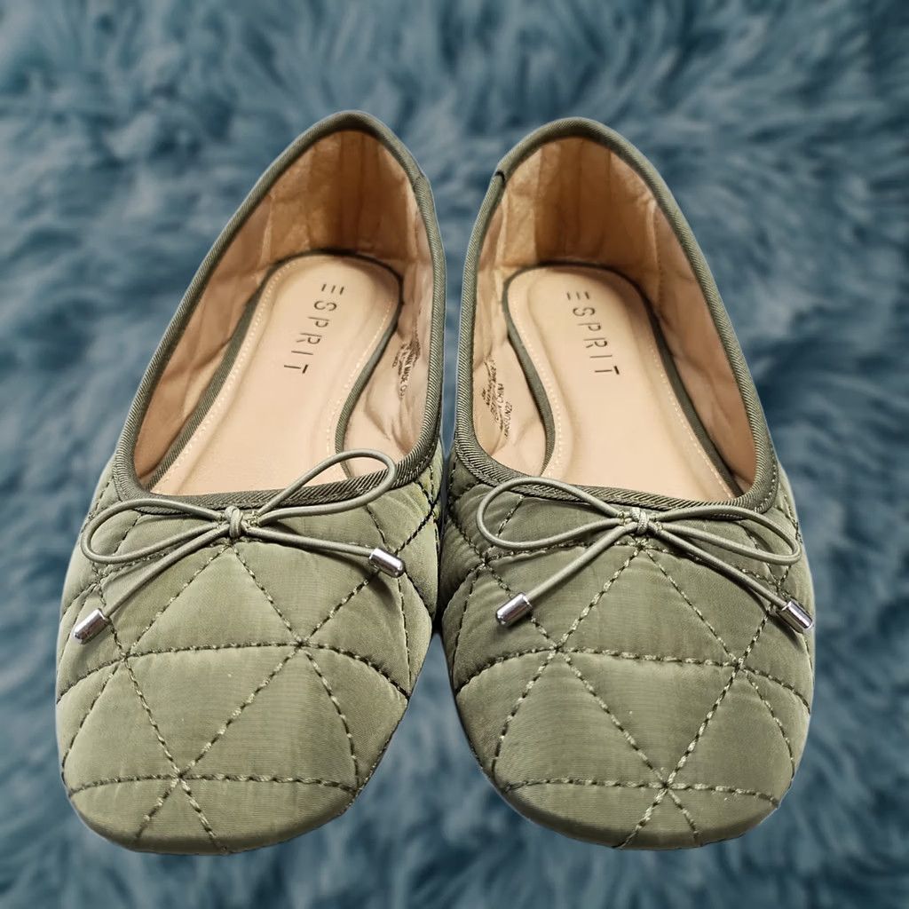 Esprit Esprit Womens Ballet Flats Size 8 Green Slip On Decorative Bow Detail, Quilted, Flat, Shoe Size US 8 / IT 38 - 1 Thumbnail