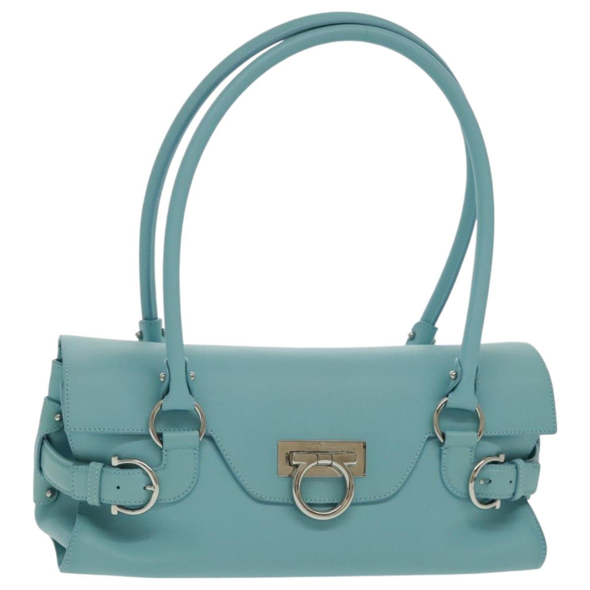 Salvatore Ferragamo Gancini Blue Leather Shoulder Bag (Pre-Owned) Size ONE SIZE - 1 Thumbnail