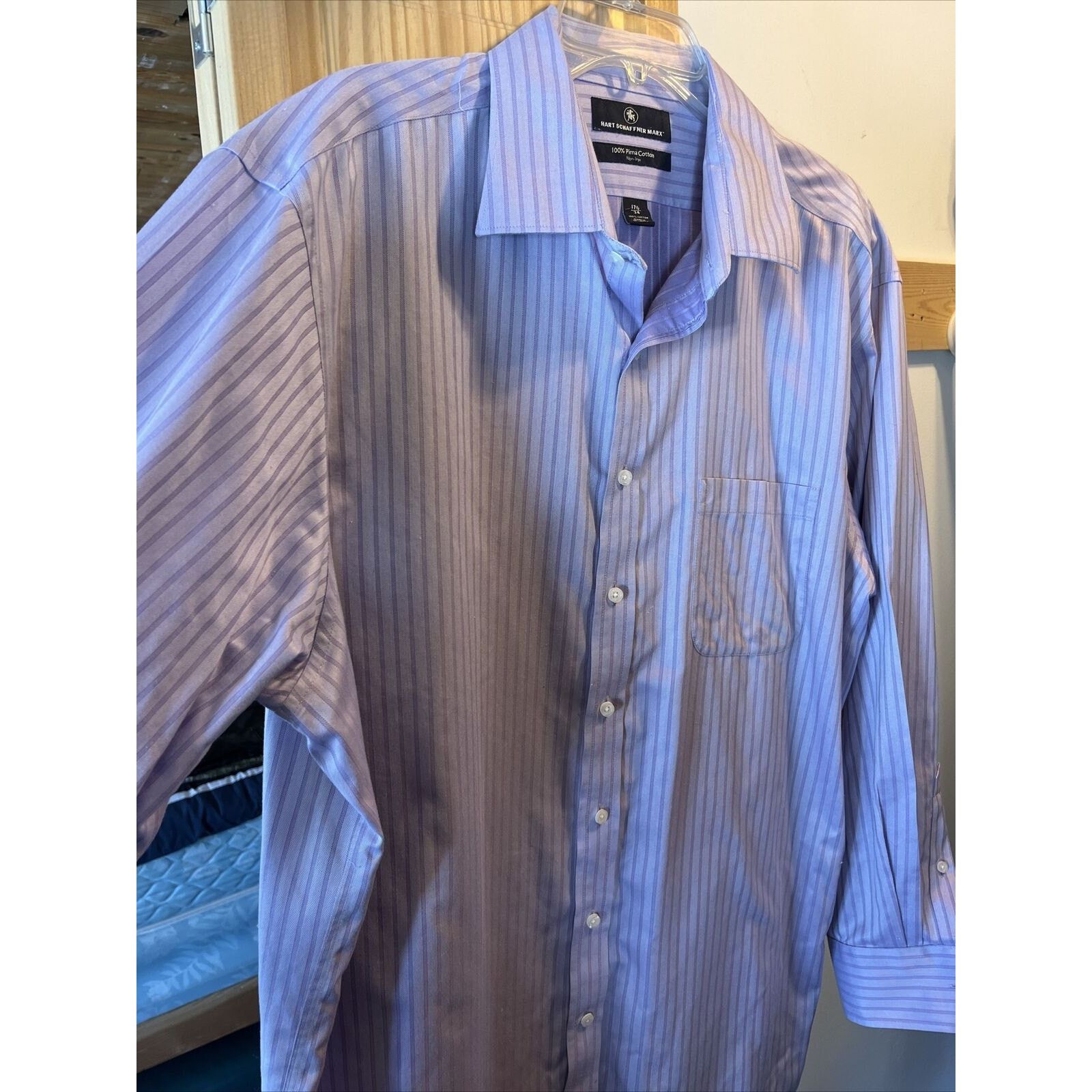 Hart Schaffner Marx Hart Schaffner Marx Men’s 17.5 34 Purple stripe cotton shirt Size US XXL / EU 58 / 5 - 4 Thumbnail